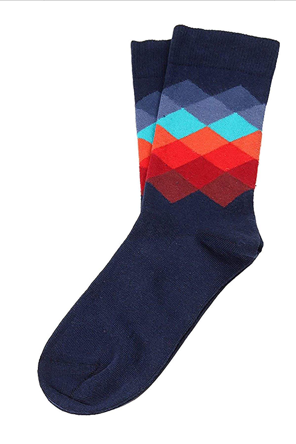 Darkzone Erkek Lacivert Çok Renkli Soket Çorap