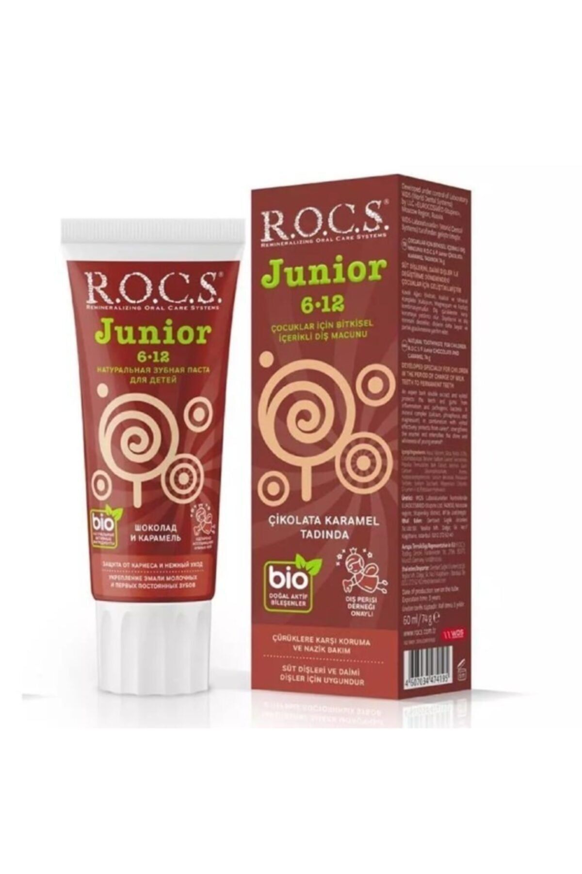 R.O.C.S. Rocs Junior 6-12 Yaş Diş Macunu - Çikolata Ve Karamel Tadında (florürsüz) 60 Ml
