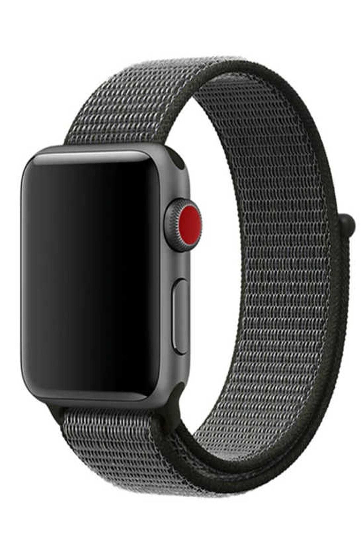 Elfia Siyah Apple Watch 5. Nesil Uyumlu 44mm Renkli Tarz Örgü Saat Kordonu