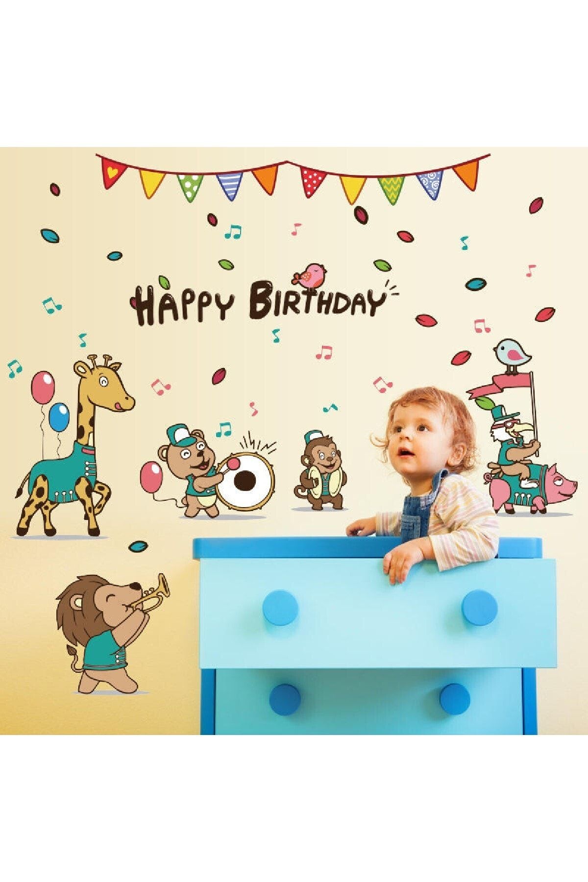 CRYSTAL KIDS Mutlu Yıllar Doğumgünü Çocuk Ve Bebek Odası Dekorasyonu Duvar Sticker Çıkartma Fon