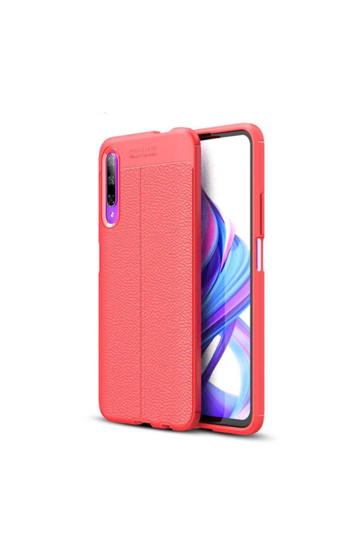 Nezih Case Huawei P Smart Pro 2019 (deri Görünüm) Silikon Kılıf Kırmızı