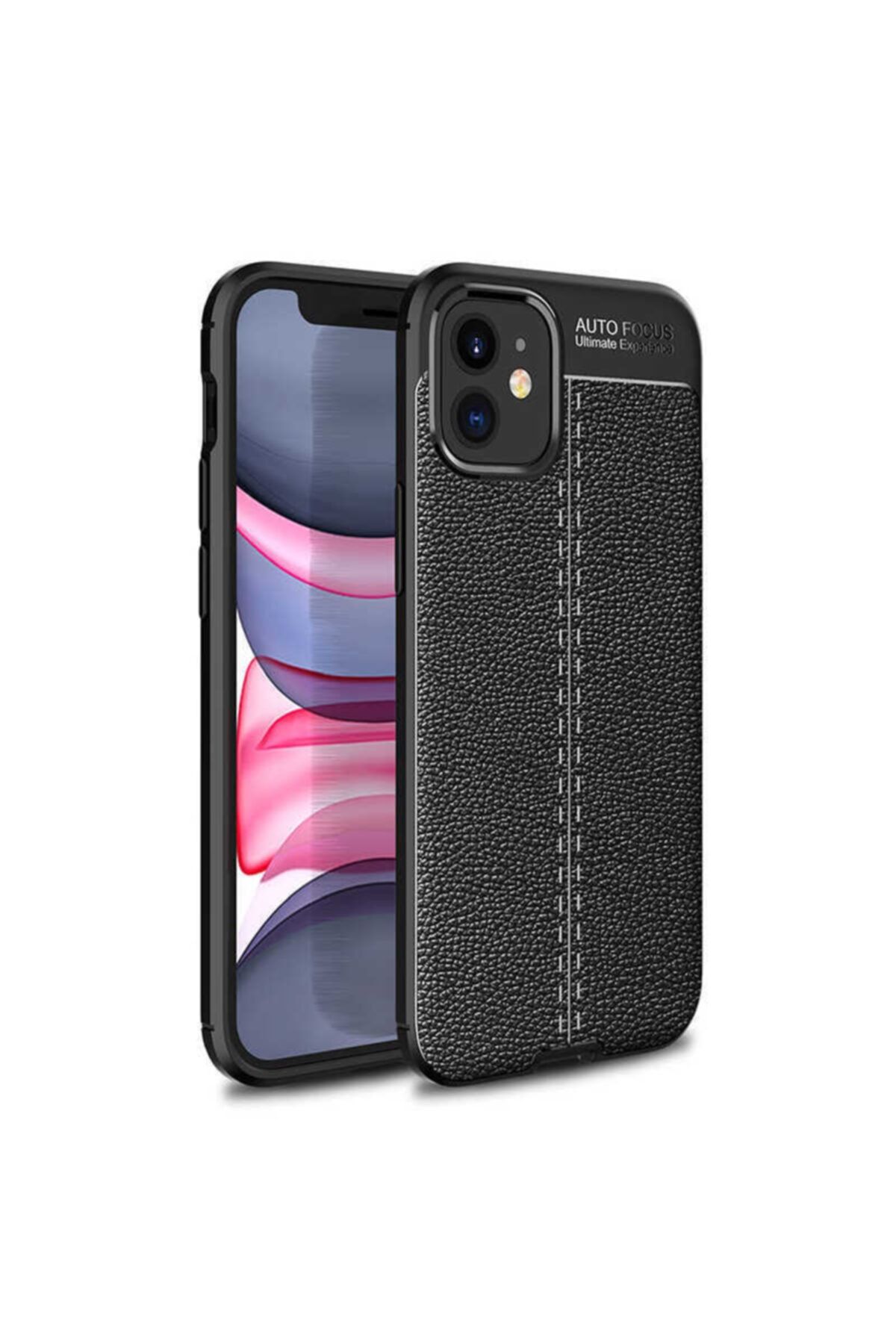Nezih Case Apple Iphone 12 (deri Görünüm) Silikon Kılıf Siyah