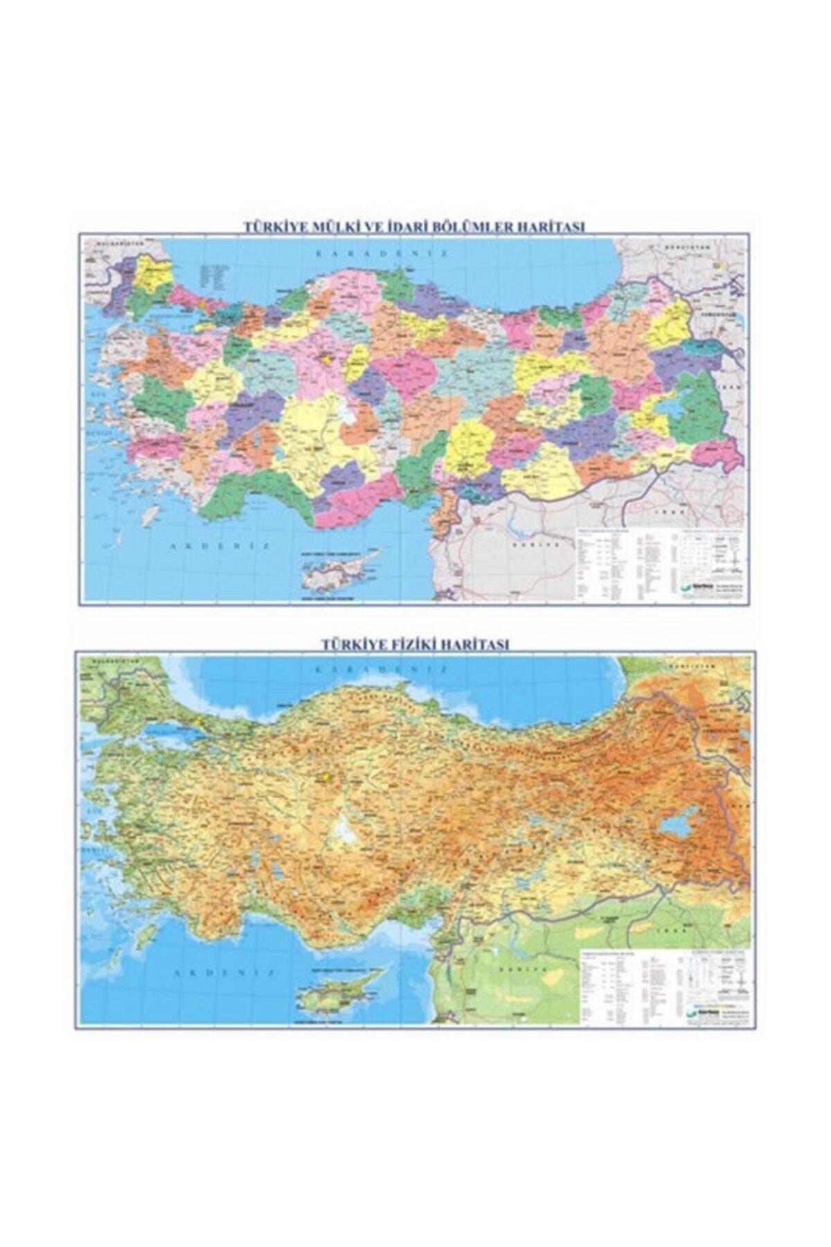 Gürbüz Türkiye Fiziki + Siyasi (70x100) Çift Taraflı Harita