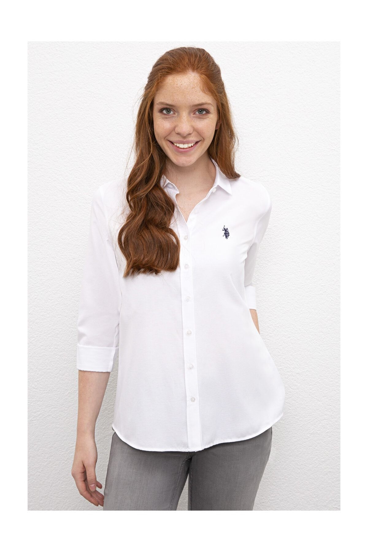 U.S. Polo Assn. Beyaz Kadın Dokuma Gömlek