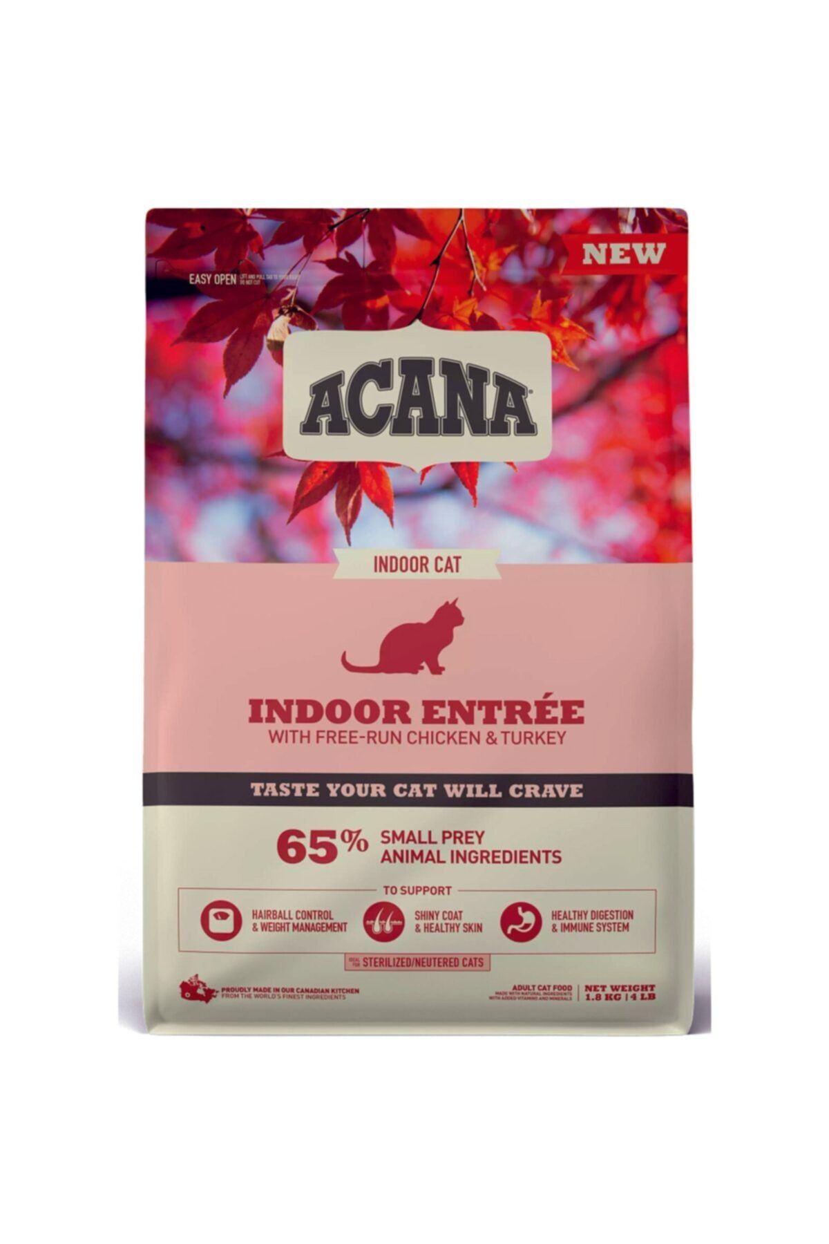 Acana Indoor Entree Hairball Control Tavuklu Ve Hindili Kısırlaştırılmış Kedi Maması 1,8kg