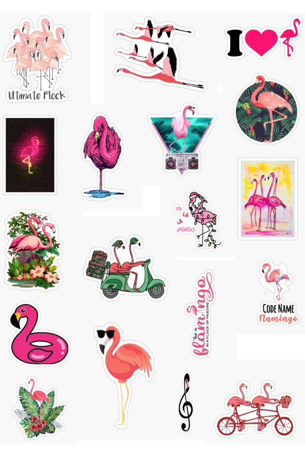 MiniPera Flamingo Temalı 18'li Sticker Seti