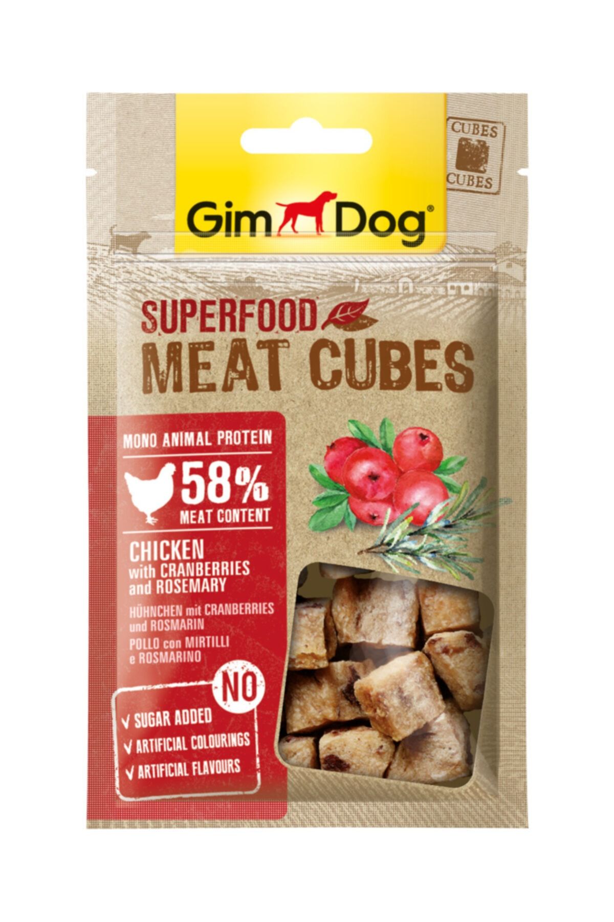 Gimdog Meat Cubes Kızılcıklı Ve Biberiyeli Tavuk Köpek Ödülü 40 Gr