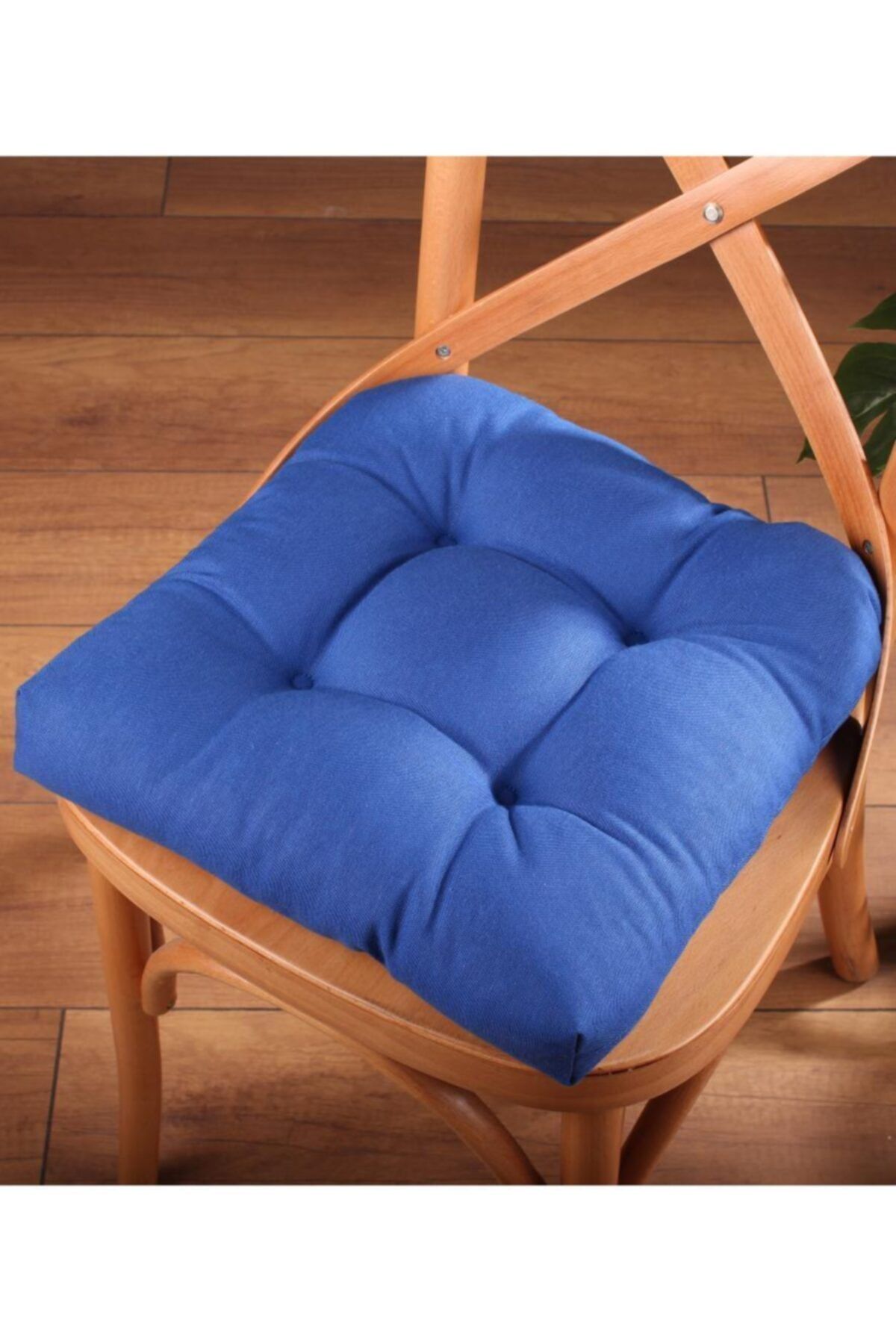 ALTINPAMUK Gold Pofidik Lacivert Sandalye Minderi Özel Dikişli Bağcıklı 40x40cm