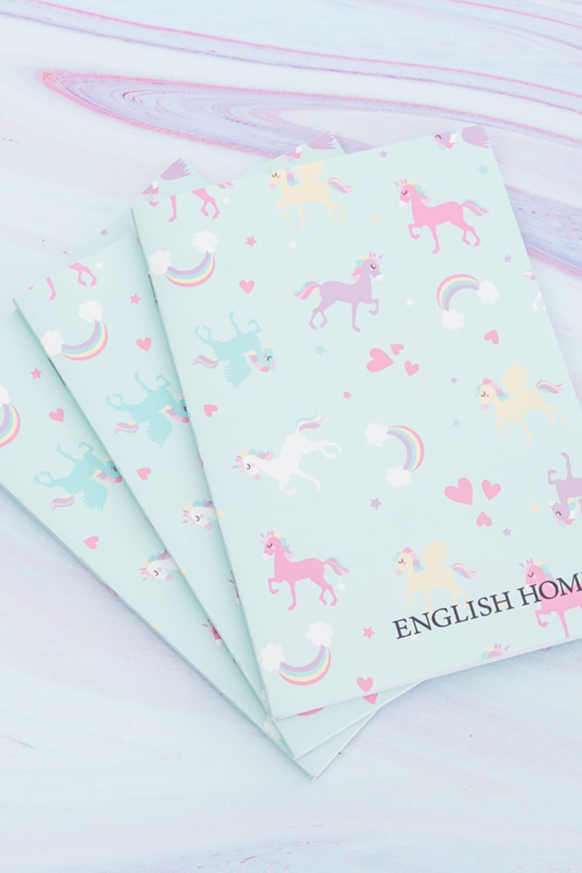 English Home Unicorn Kağıt Not Defteri 15,0x21,0x1,5 Cm Mint - Lila - Pembe