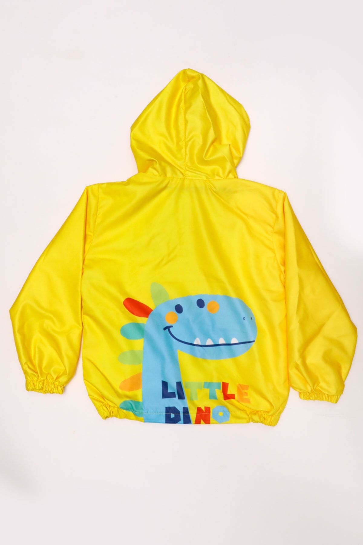 Mika Bebek & Çocuk Dinozor Desenli Kapüşonlu Erkek Çocuk Sarı Yağmurluk