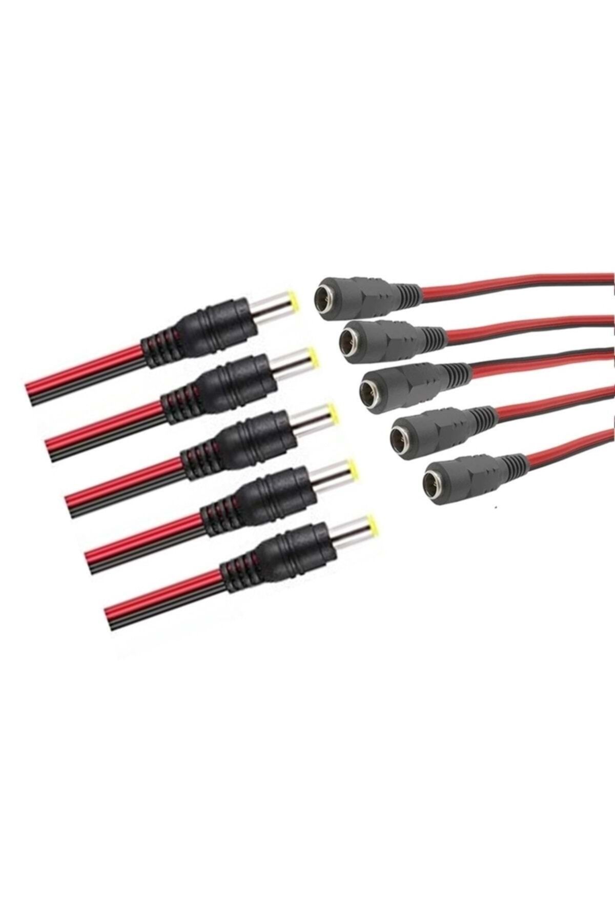 AYFEKAM 10 Adet Erkek + 10 Adet Dişi 12 Dc Power Jak Jack- 2.1 Mm