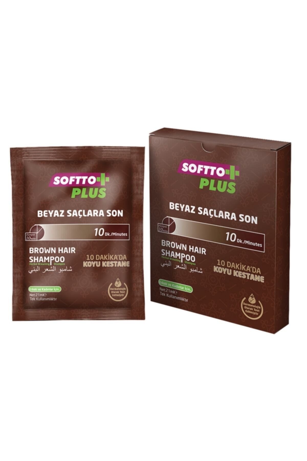 Softto Plus Brown Hair Shampoo Kahverengi Beyaz Kapatıcı 21 ml