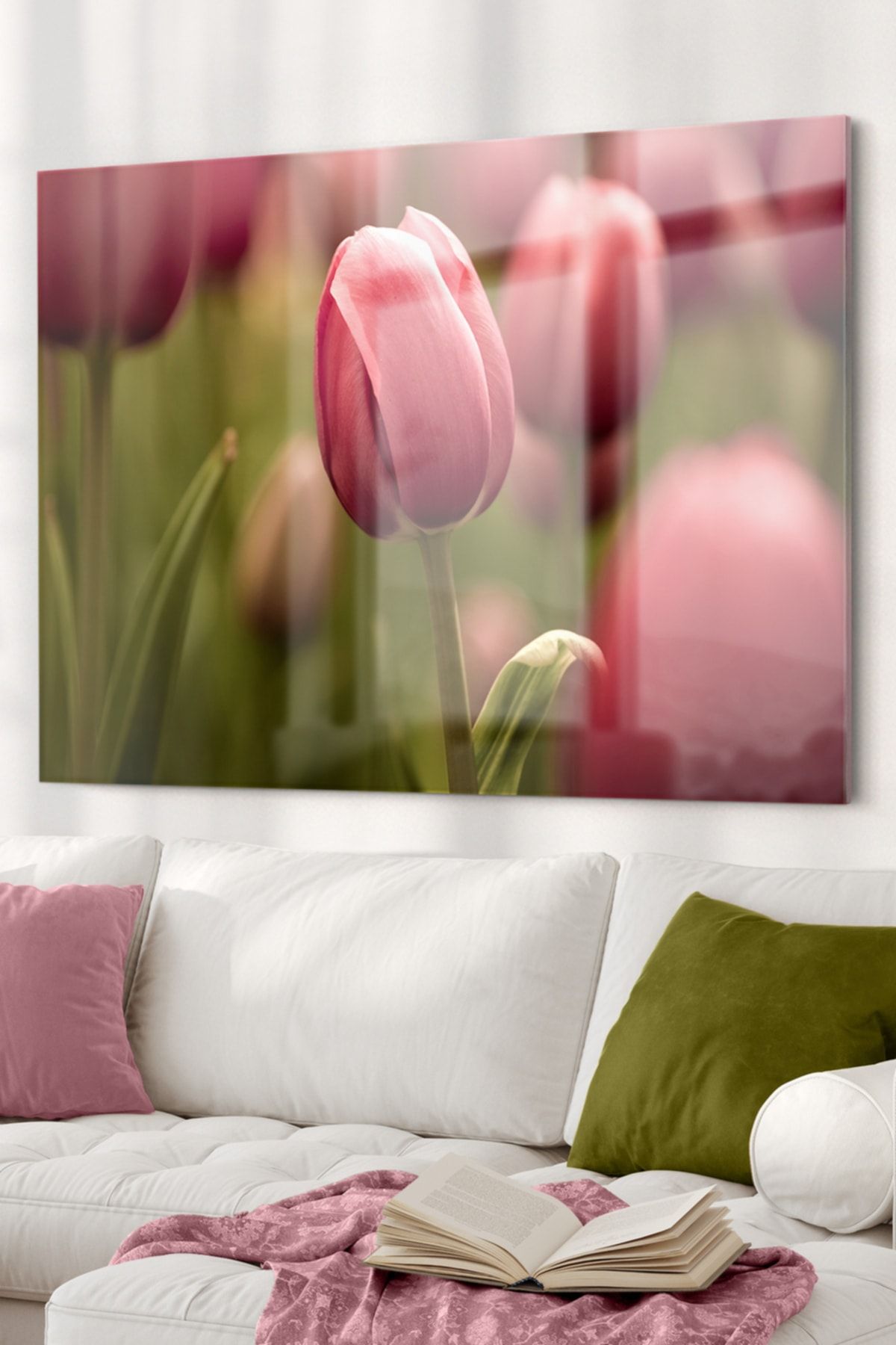 Olinpa Renkli Laleler| Çiçek Temalı Cam Tablo | 50x70 Cm