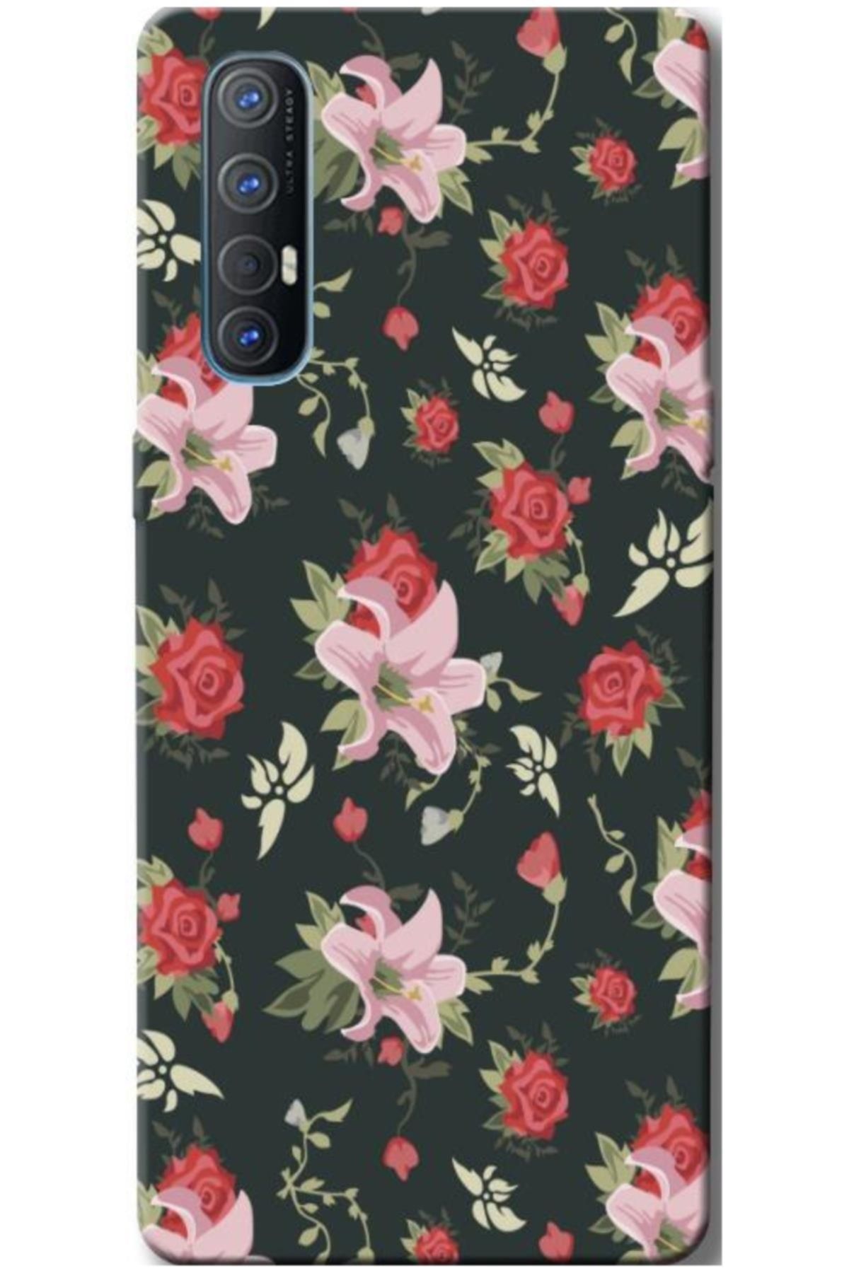 Zebana Oppo Reno 3 Pro Uyumlu Telefon Kılıfı Bahar Çiçekleri 1 Silikon Kılıf (BASKILI)