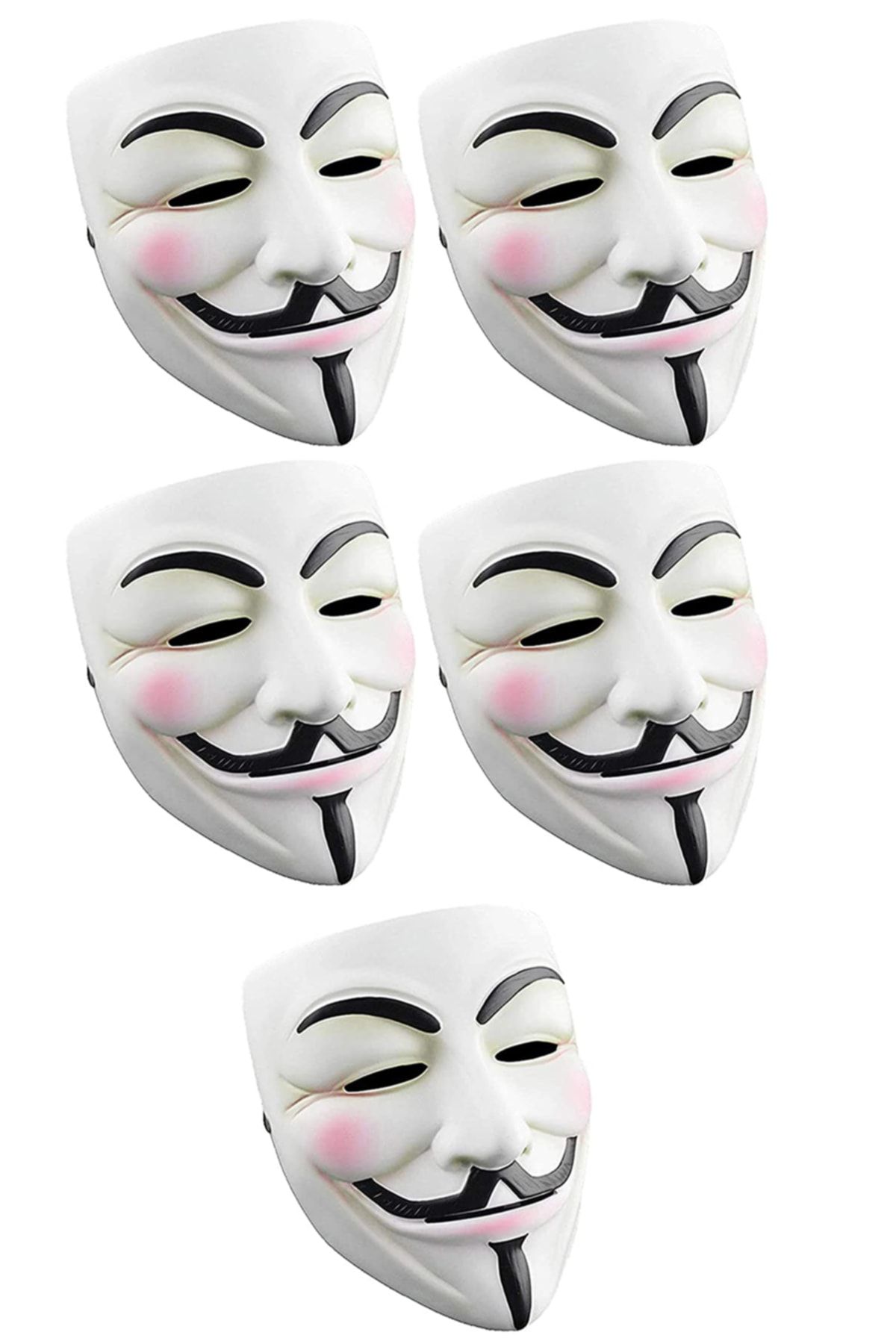 Parti Dolabı 5 Adet V For Vandetta, Wanted Maske Kostüm Partisi Yılbaşı Halloween Cadılar Günü Anonymous Maskesi