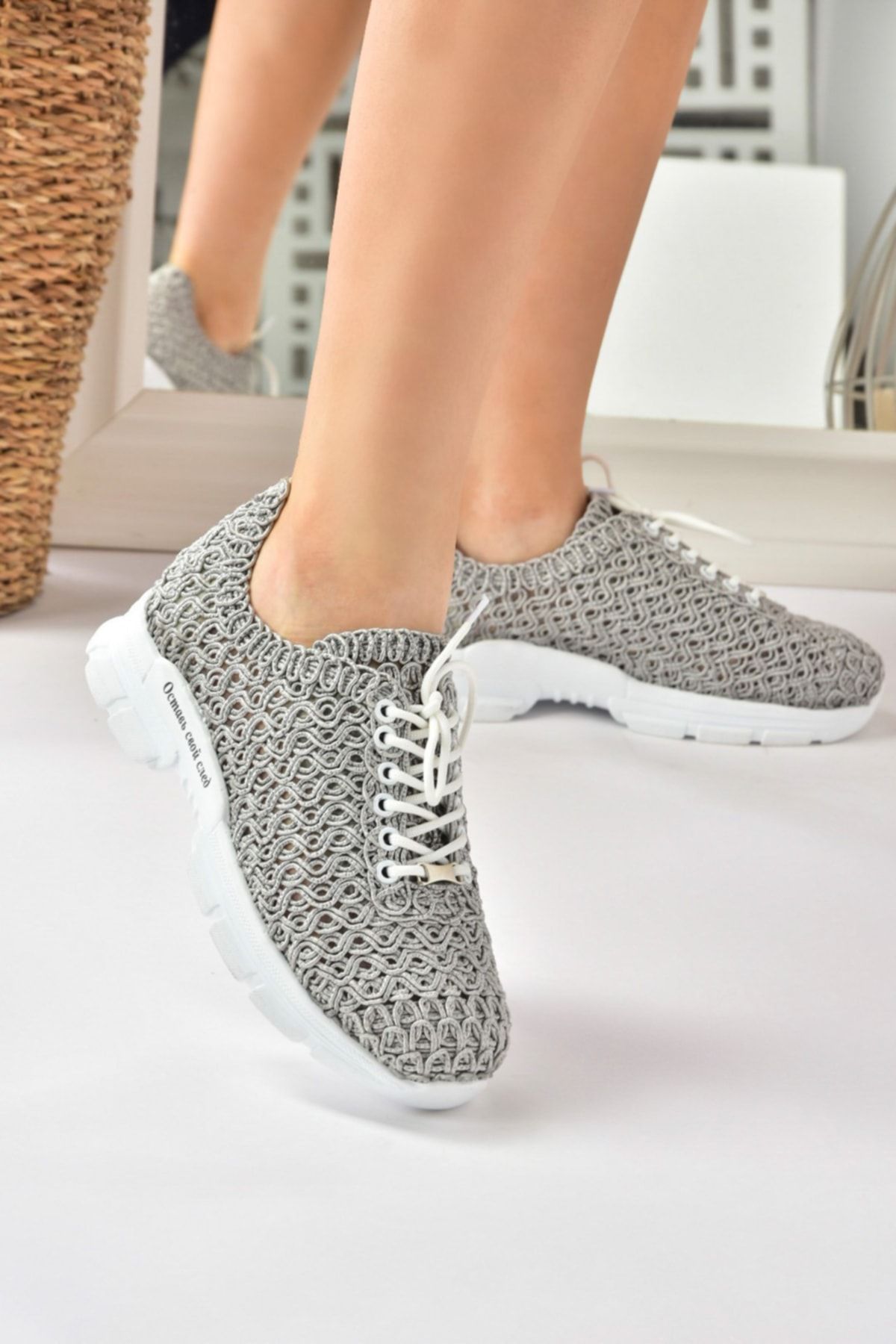 Fox Shoes Gümüş Kumaş Kadın Spor Ayakkabı K444876504