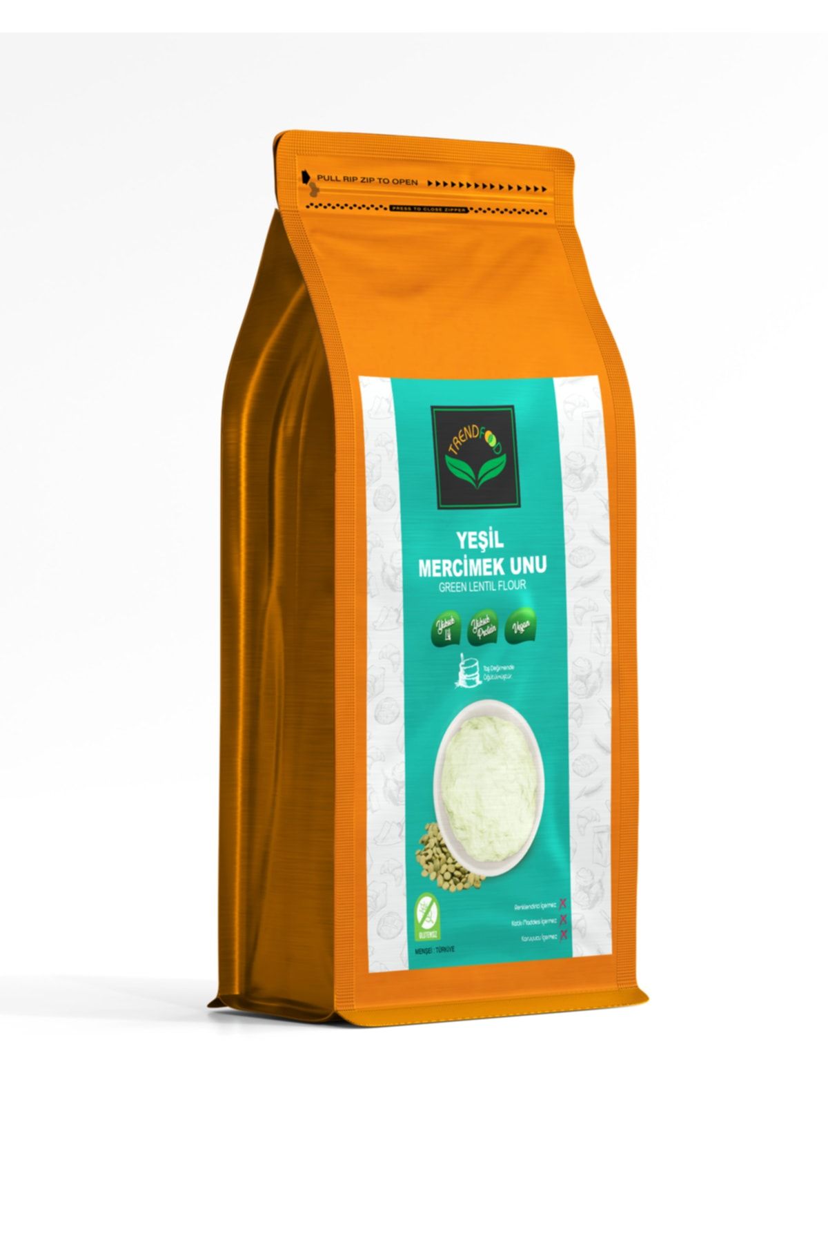 TREND FOOD 1 kg %100 Doğal Yerli Yeşil Mercimek green Lentil Flour Unu Taş Değirmende Öğütülmüştür