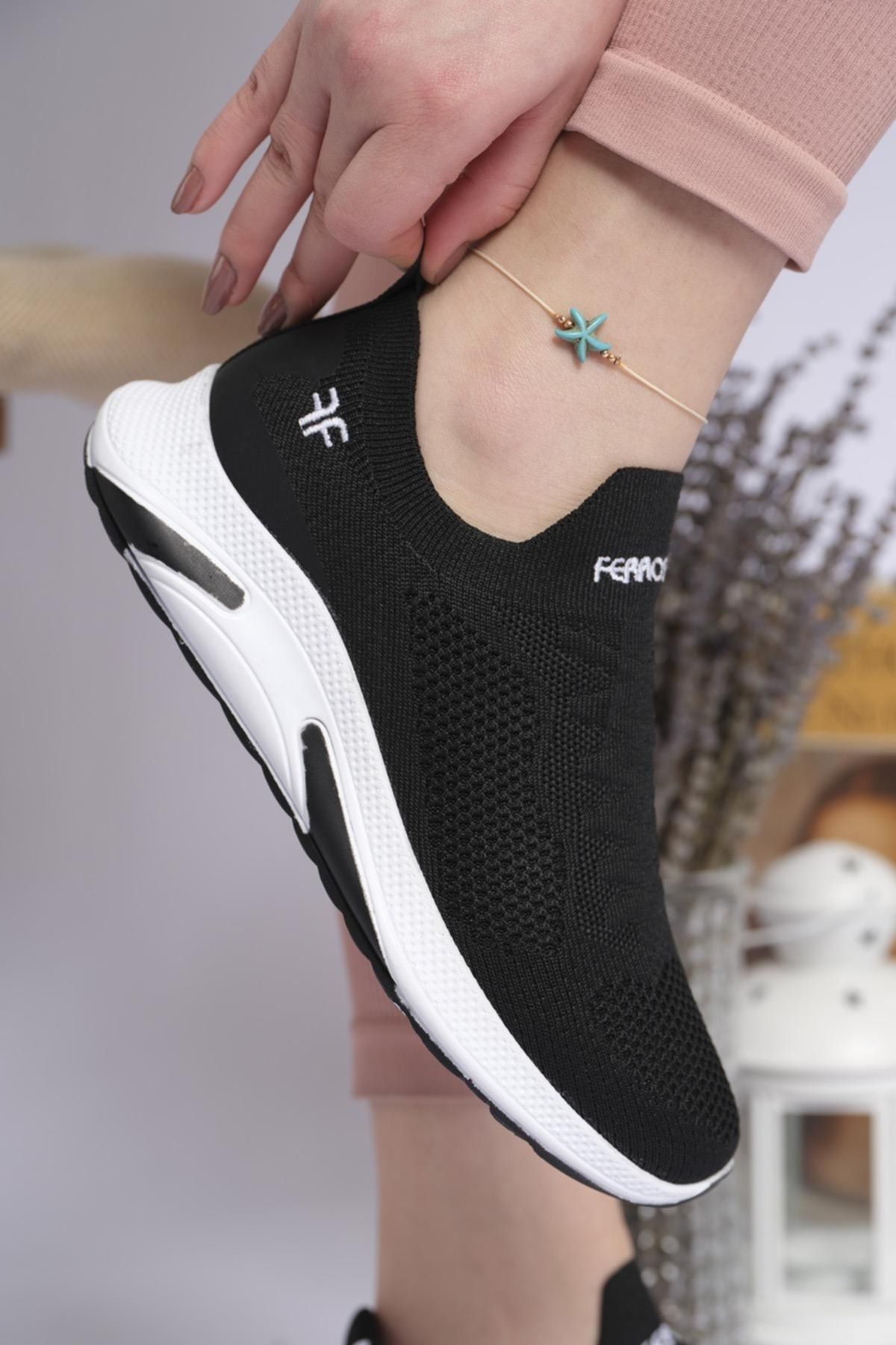 Oksit Siyah - Fleur Slip On Nefes Alabilen Kadın Sneaker