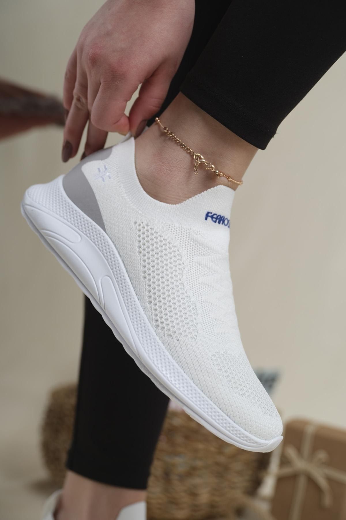 Oksit Beyaz - Fleur Slip On Nefes Alabilen Kadın Sneaker