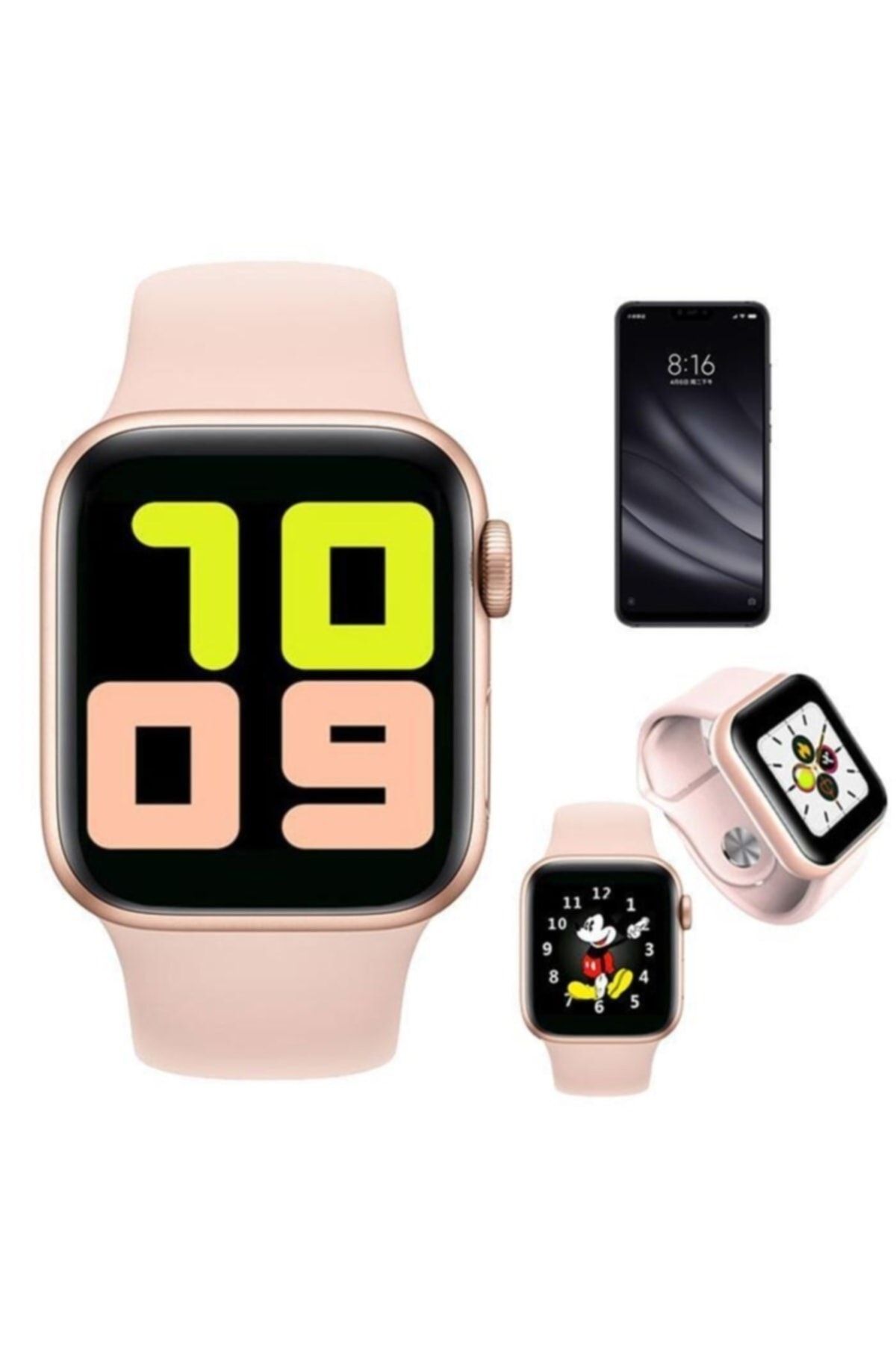 EMORES T500 Akıllı Saat Ios/android Uyumlu Samrt Watch Pembe