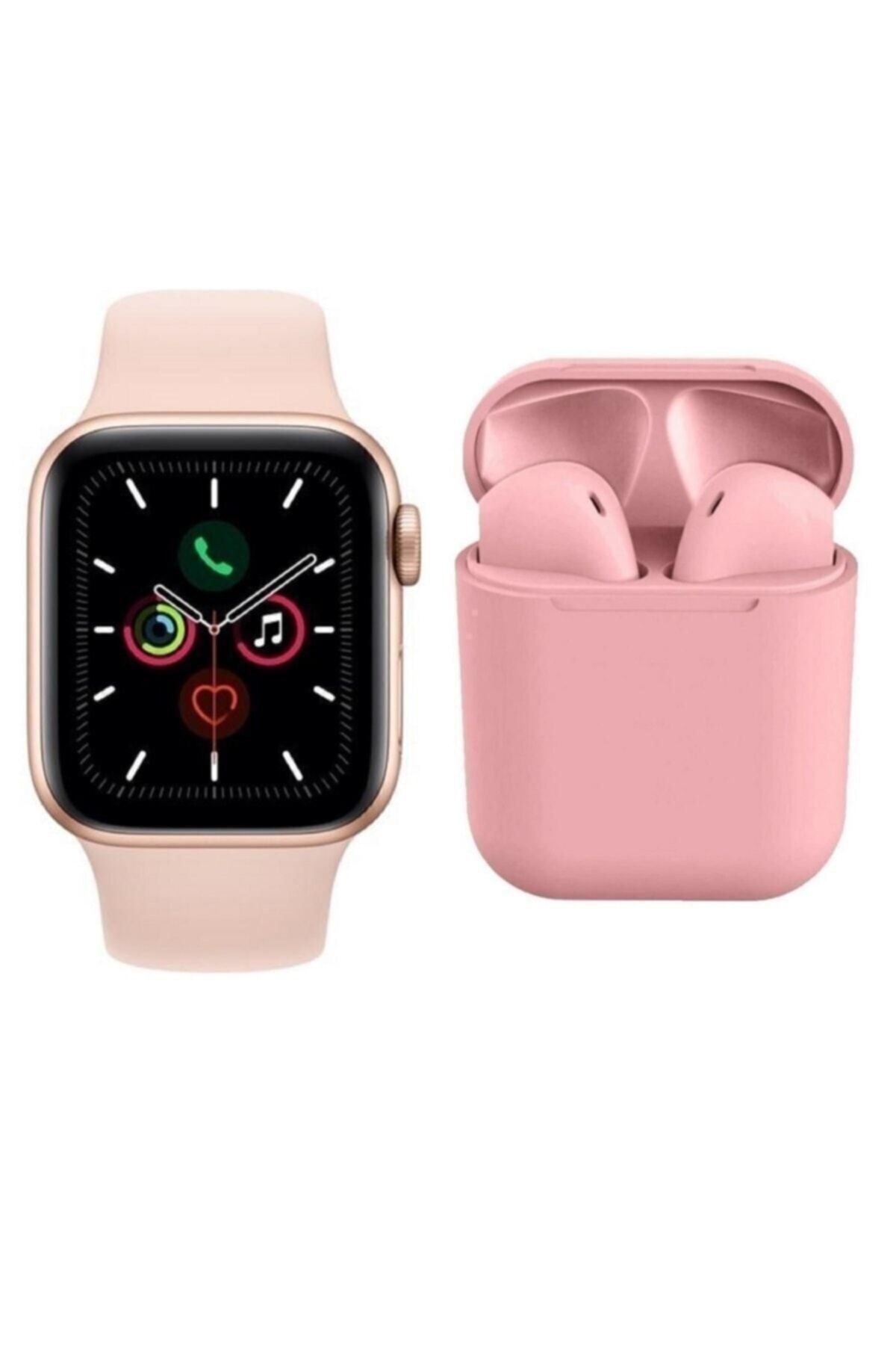 EMORES T500 Smart Watch +  12  Pembe Tws Kablosuz Kulaklık