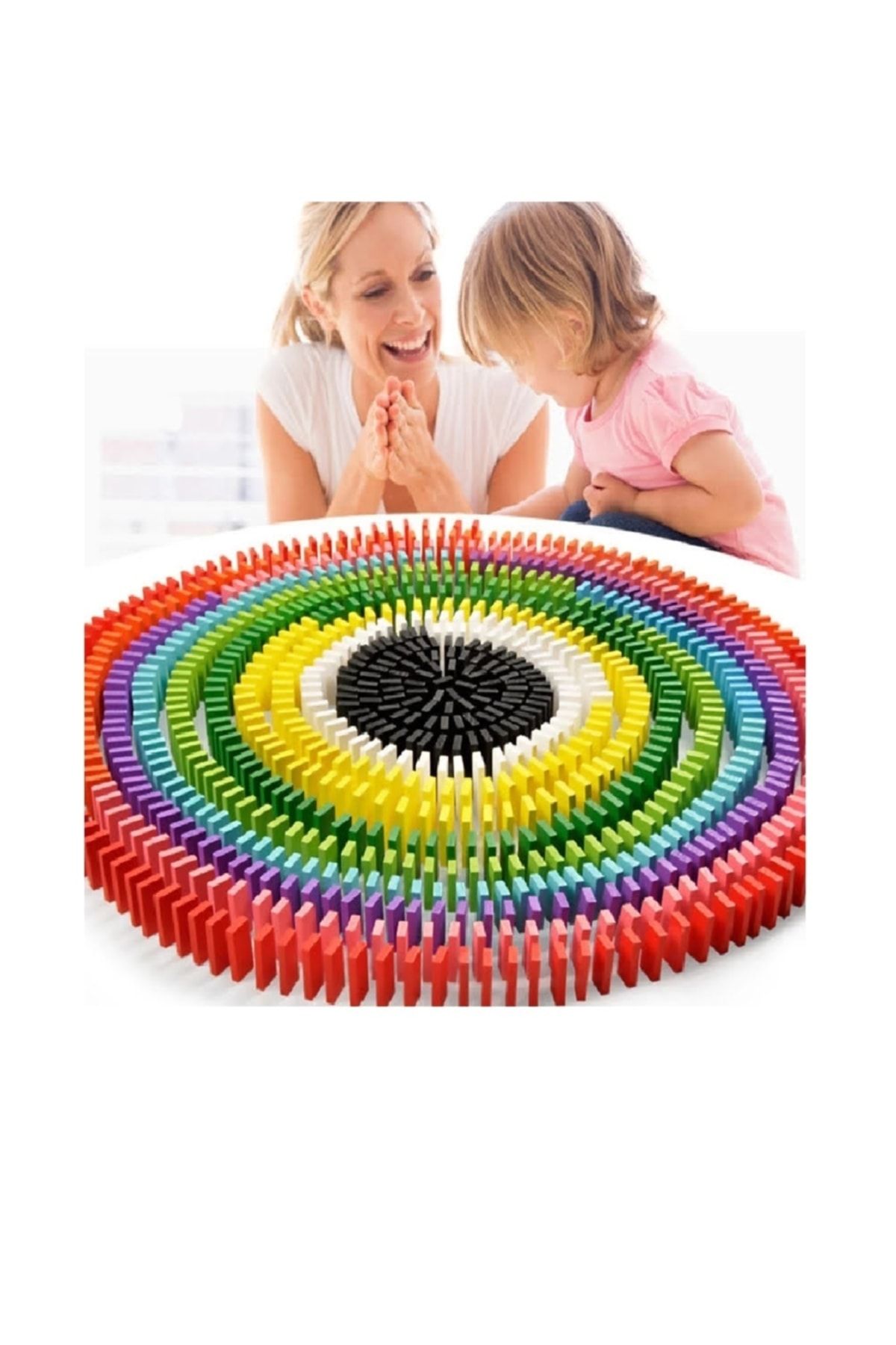 Circle Toys Renkli Ahşap Domino Taşları 100 Parça Renkli