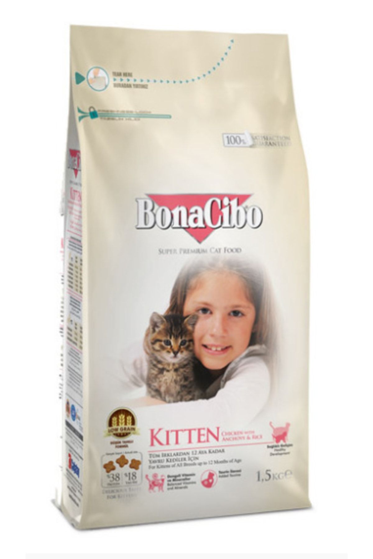 BonaCibo Kitten Tavuklu (Hamsi Ve Pirinç Eşliğinde) Yavru Kedi Maması 1,5 Kilo