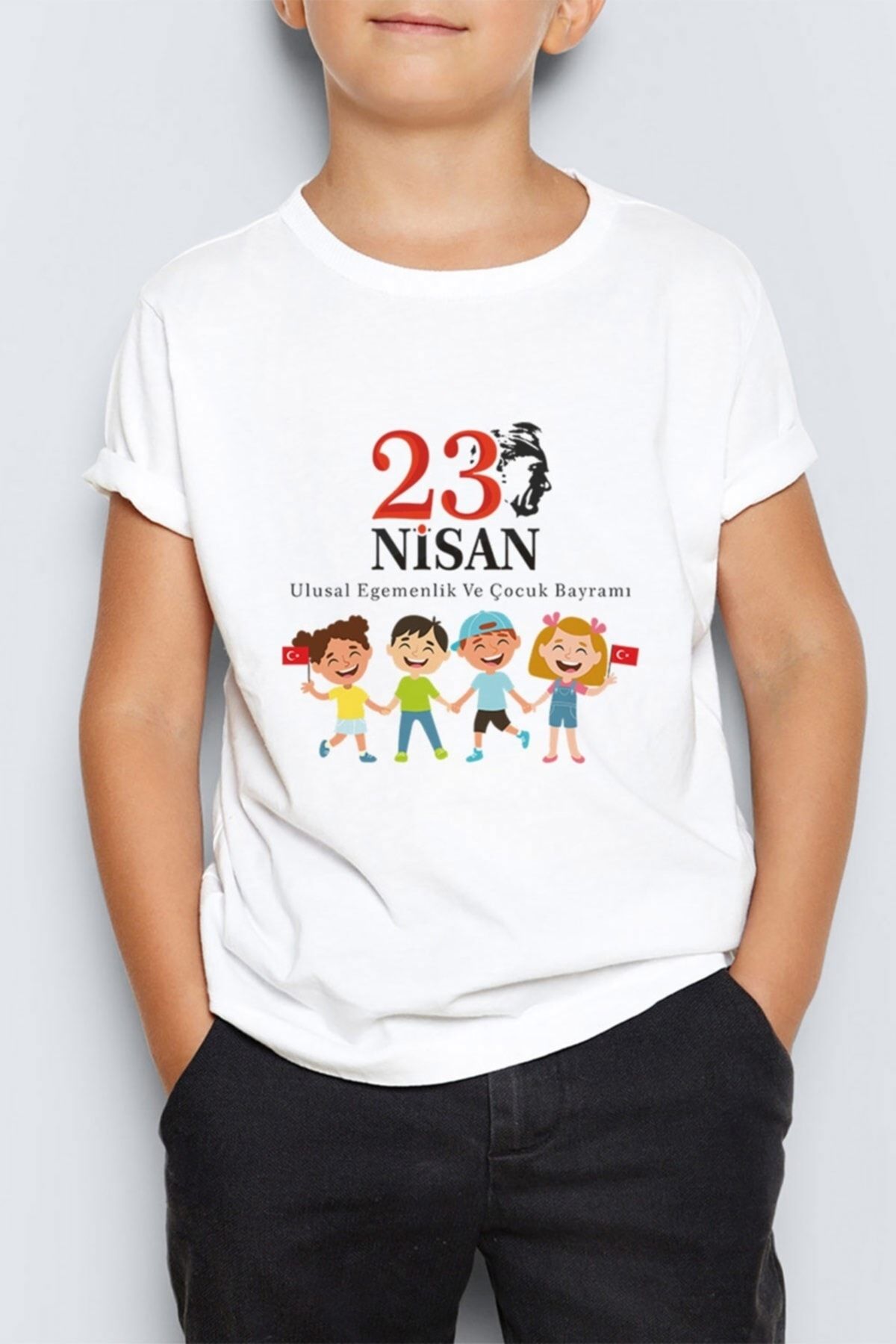 Morinna İm 23 Nisan Atatürk Baskılı Unisex Çocuk Tişört T-shirt Mr-02