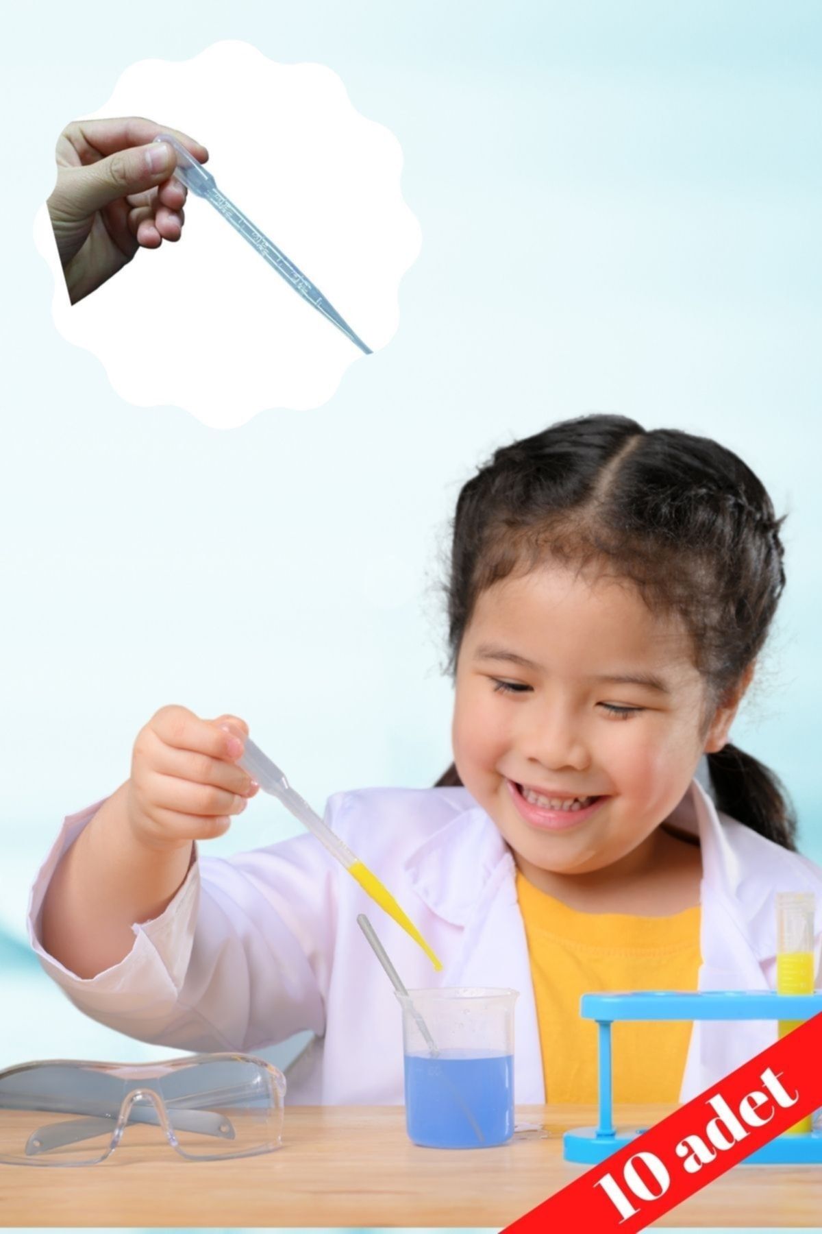 jollyheads Çocuk Aktarma Pipeti 10 Adet, Aktivite Zeka Beceri Öğrenim Eğlence Montessori Damlalık 3ml