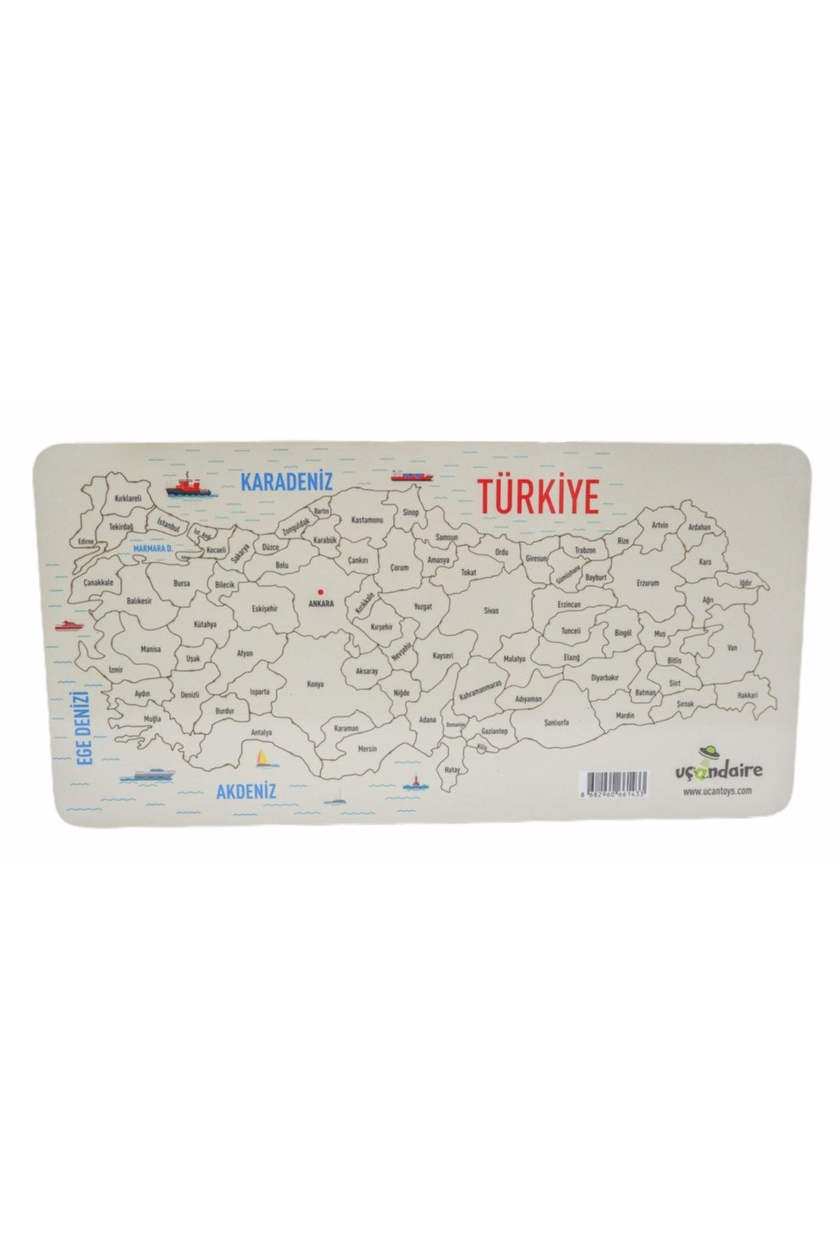 Uçandaire - Dev Ahşap Türkiye Haritası 41x22cm - Illere Göre Kesilmiş