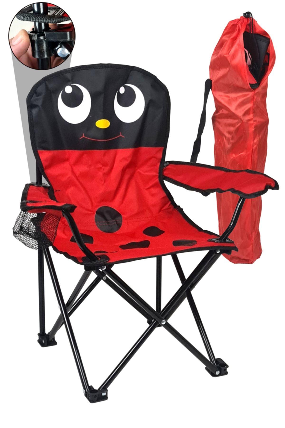 Binbirreyon Katlanır Çocuk Kamp Sandalyesi Portatif Çantalı Kilitli Güvenlikli Kamp Koltuğu Ha092