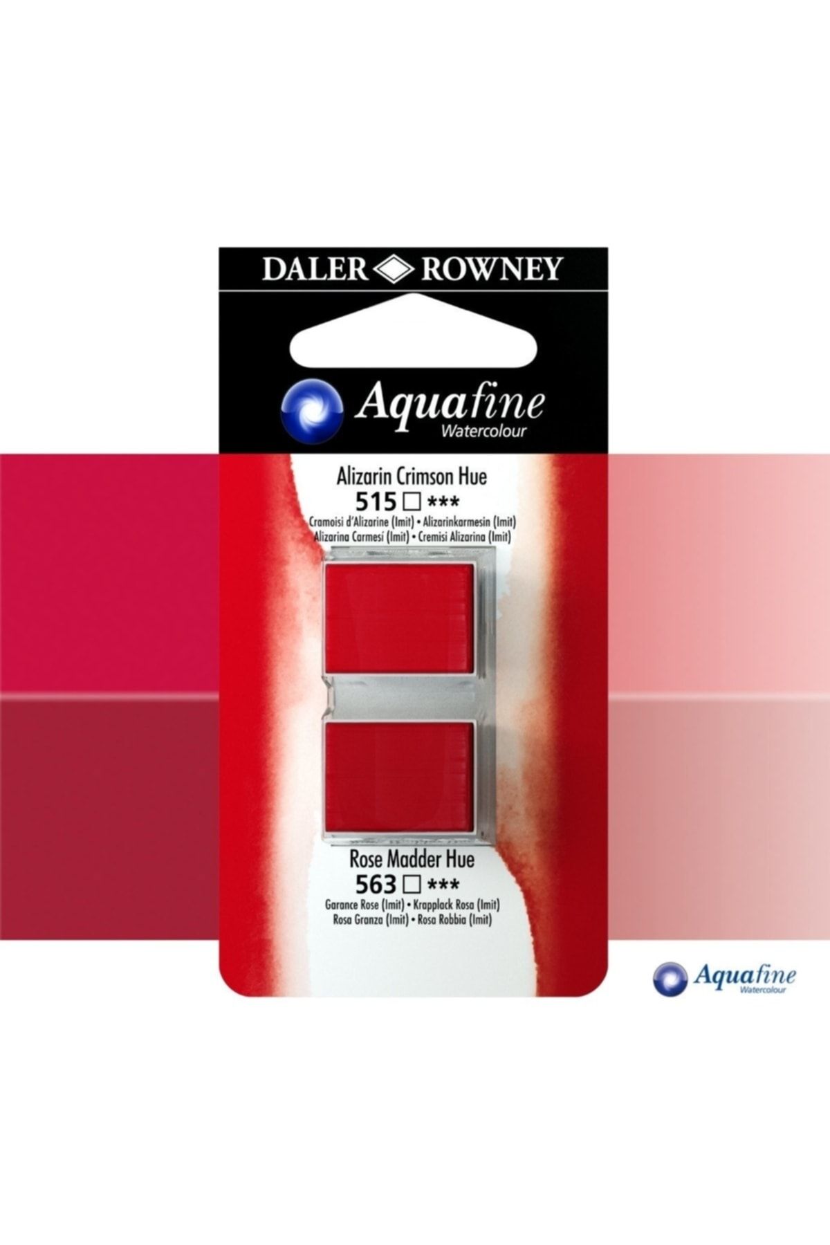 Daler Rowney Aquafine 2li Sulu Boya Tableti 515 Alizarin Crimson Hue - 563 Rose Madder Hue