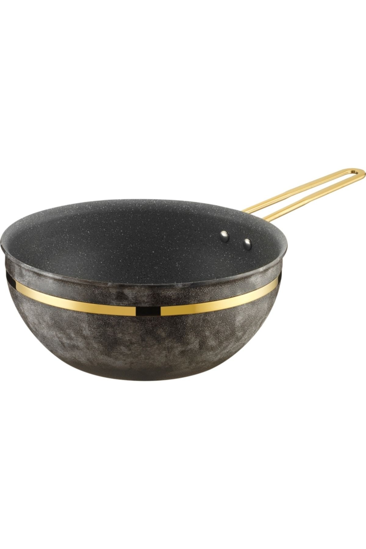Brioni Royal Stone 26 Cm Yanmaz Yapışmaz Taş Dokulu Granit Wok Tava Kumtaşı-altın