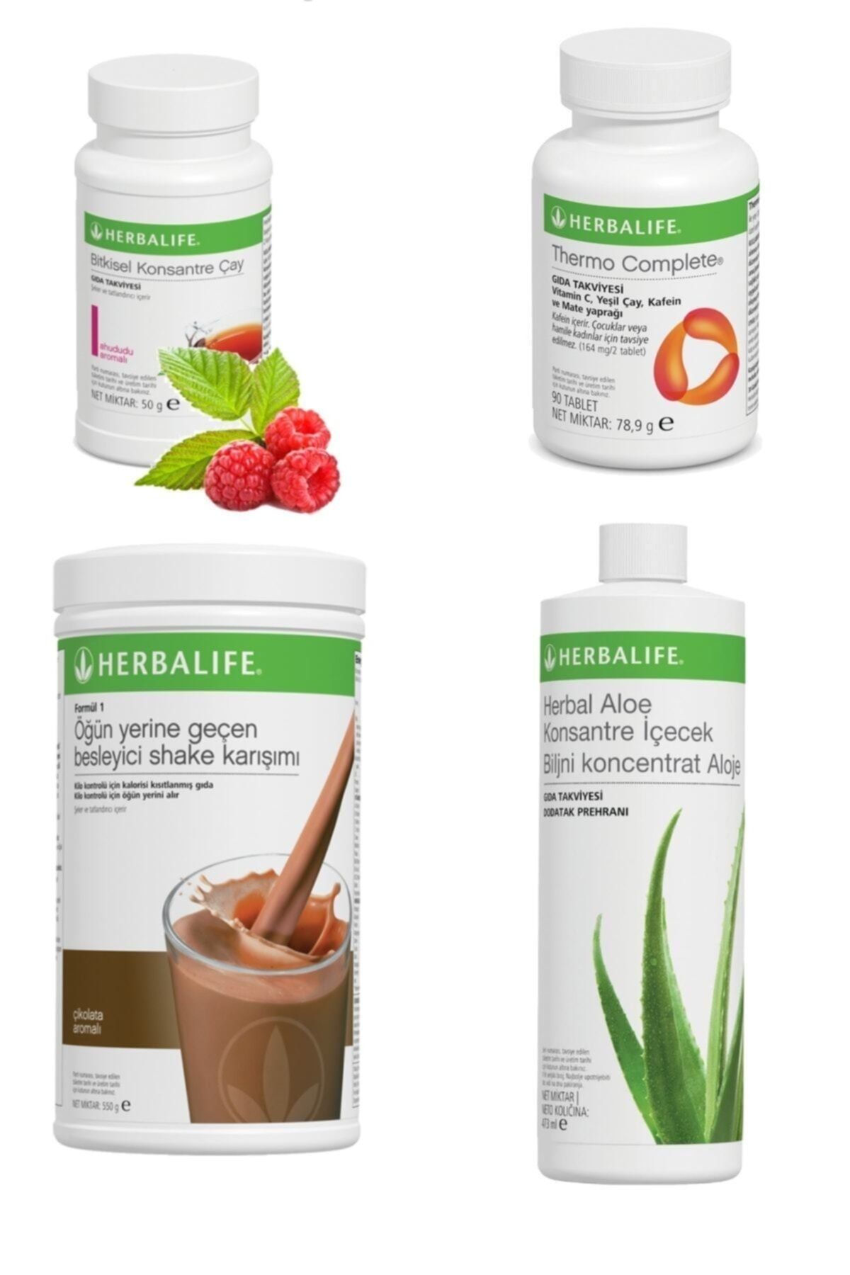 Herbalife Yağ Yakıcı Set - 1 Çikolata - 1 Ahududu Çay + Aloe Içecek + Thermo