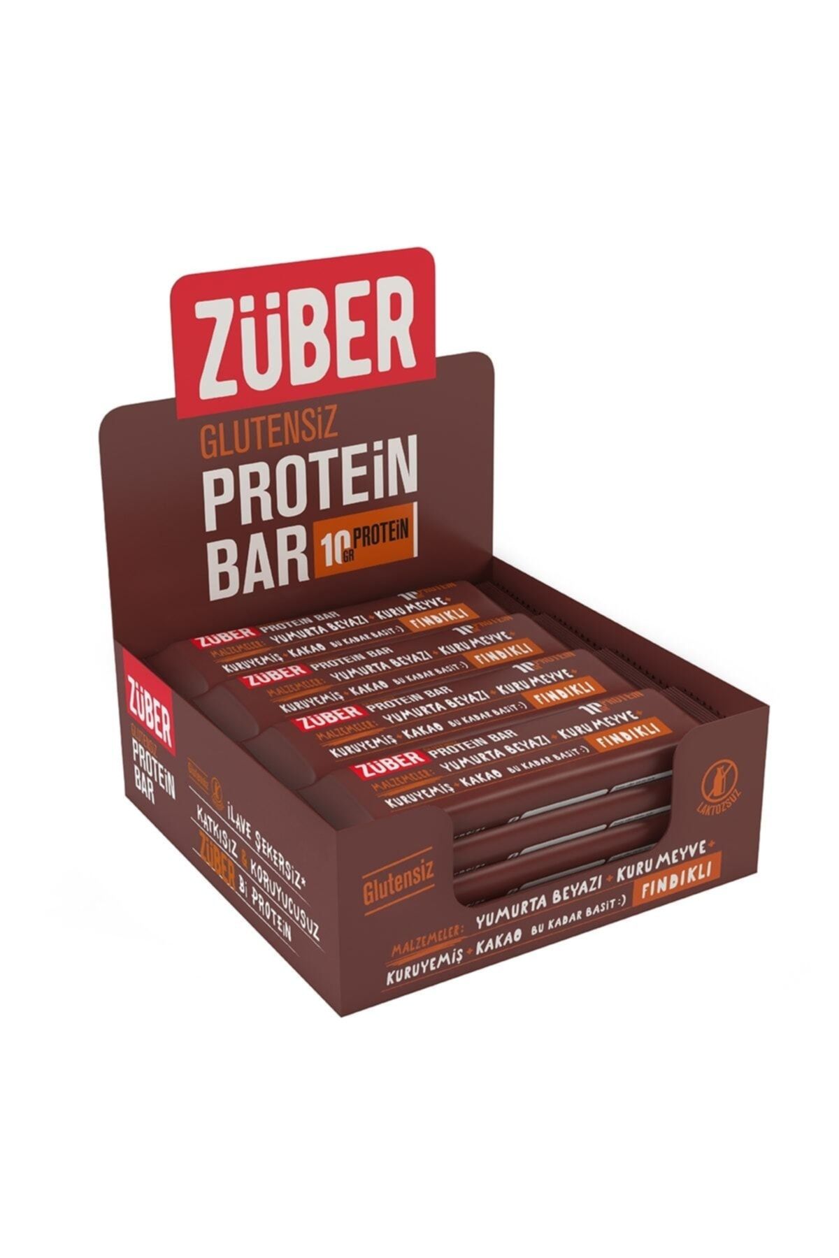 Züber Fındıklı Protein Bar Vegan Glutensiz Doğal Lif Kaynağı 35 Gr X 12 Avantaj Paket