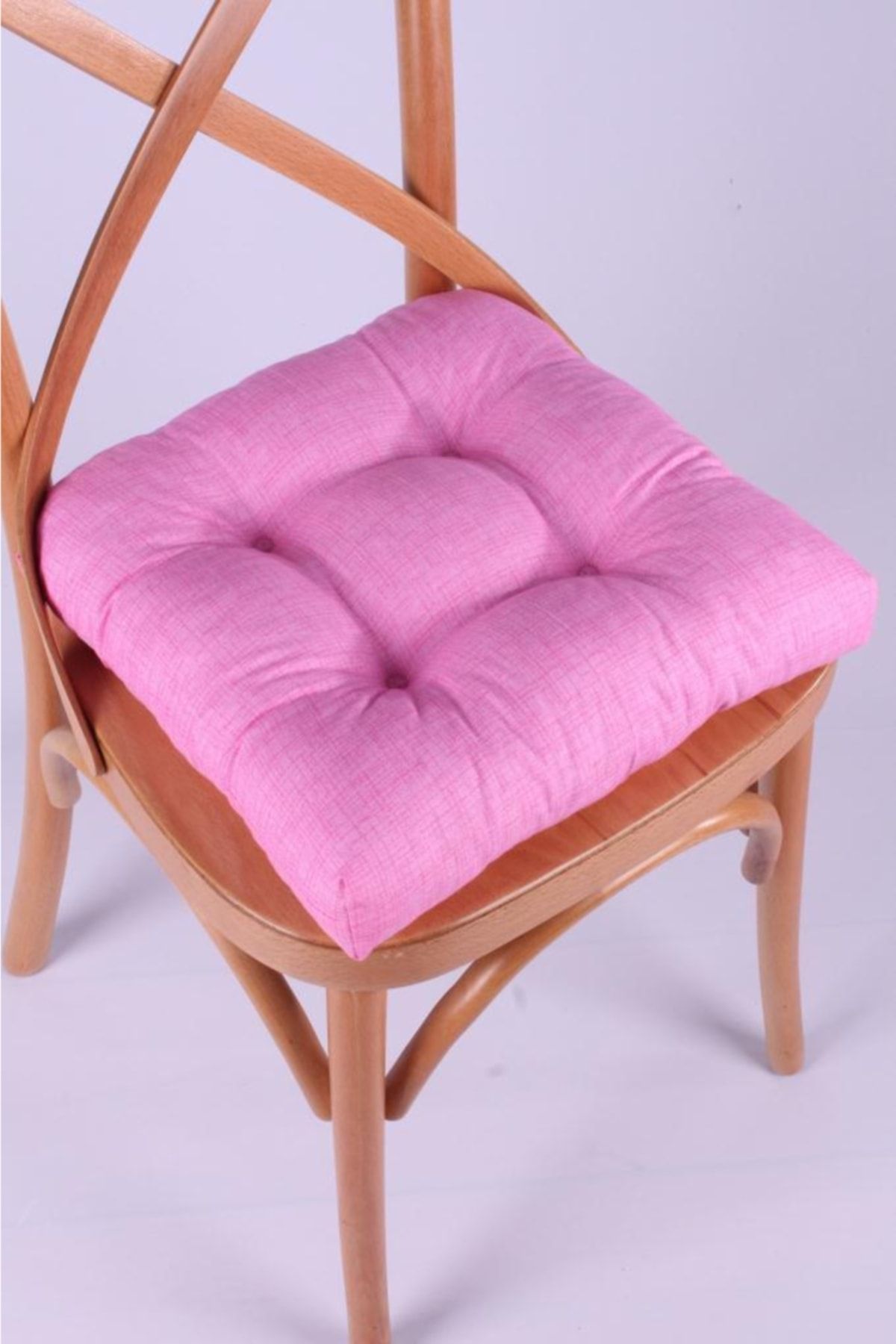 ALTINPAMUK Lina Pofidik Pembe Sandalye Minderi Özel Dikişli Bağcıklı 40x40 cm