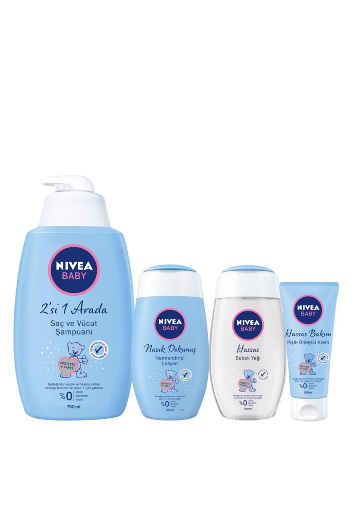 NIVEA Nbaby Saç Ve Vücut Şampuanı 750ml + Pişik Kremi 100 Ml + Losyon Nemlendirici 200 Ml+ Nıv