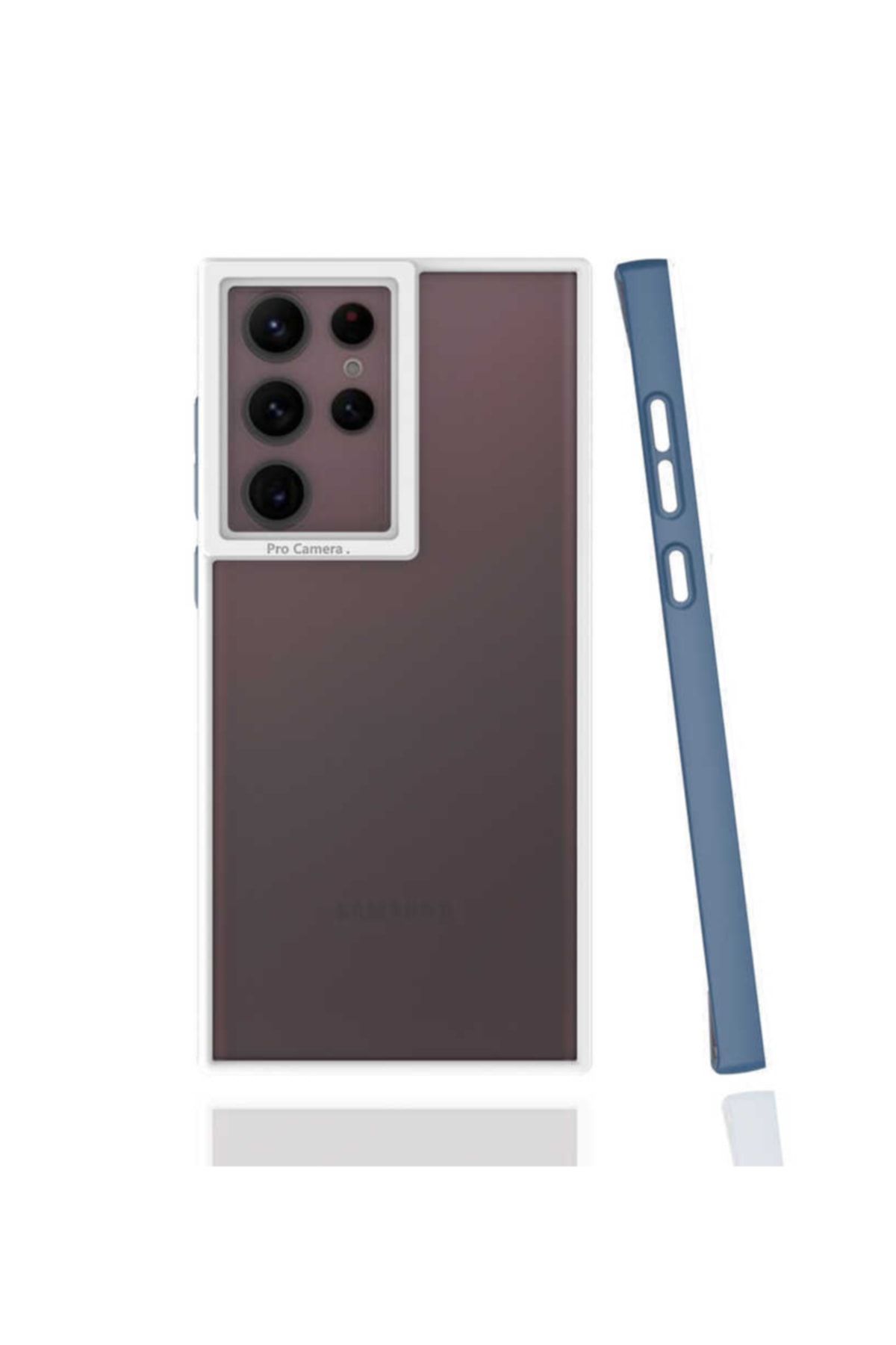 Nezih Case Samsung Galaxy S22 Ultra Uyumlu Mat Kamera Korumalı Silikon Kılıf Lacivert