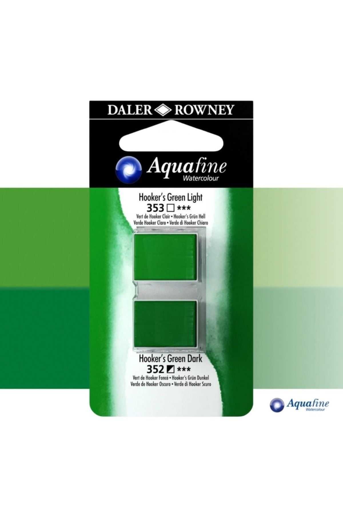 Daler Rowney Aquafine 2li Sulu Boya Tableti 353 Hookers Green Light - 352 Hookers Green Dark