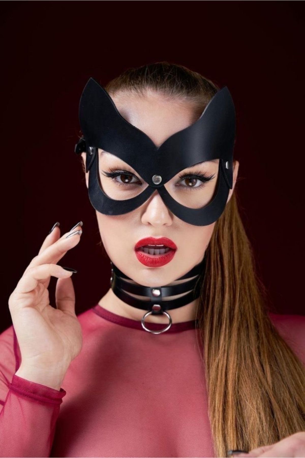 Tina Wear 700988 Harness Deri Fantezi Iç Giyim Boyun Ve Maske Takım