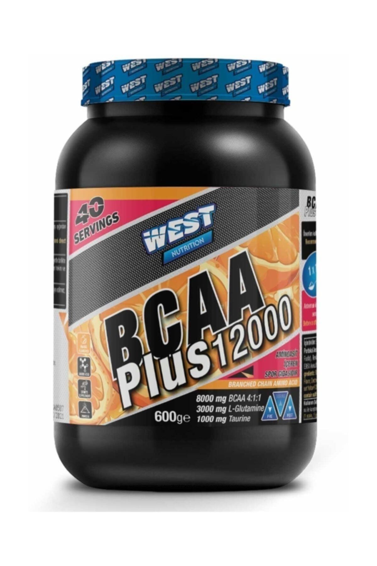 West Nutrition Bcaa Plus 12000 L-glutamin Taurin - 600 Gr. - Portakal