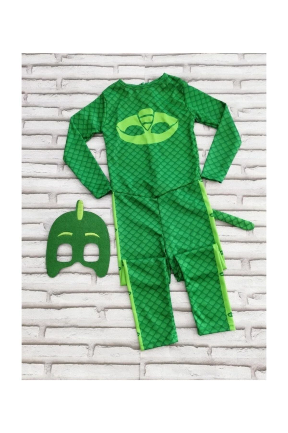 Kelebek Oyuncak Pijamaskeliler (Pjmasks) Kertenkele Çocuk Kostümü-yeşil Gekko Kostümü