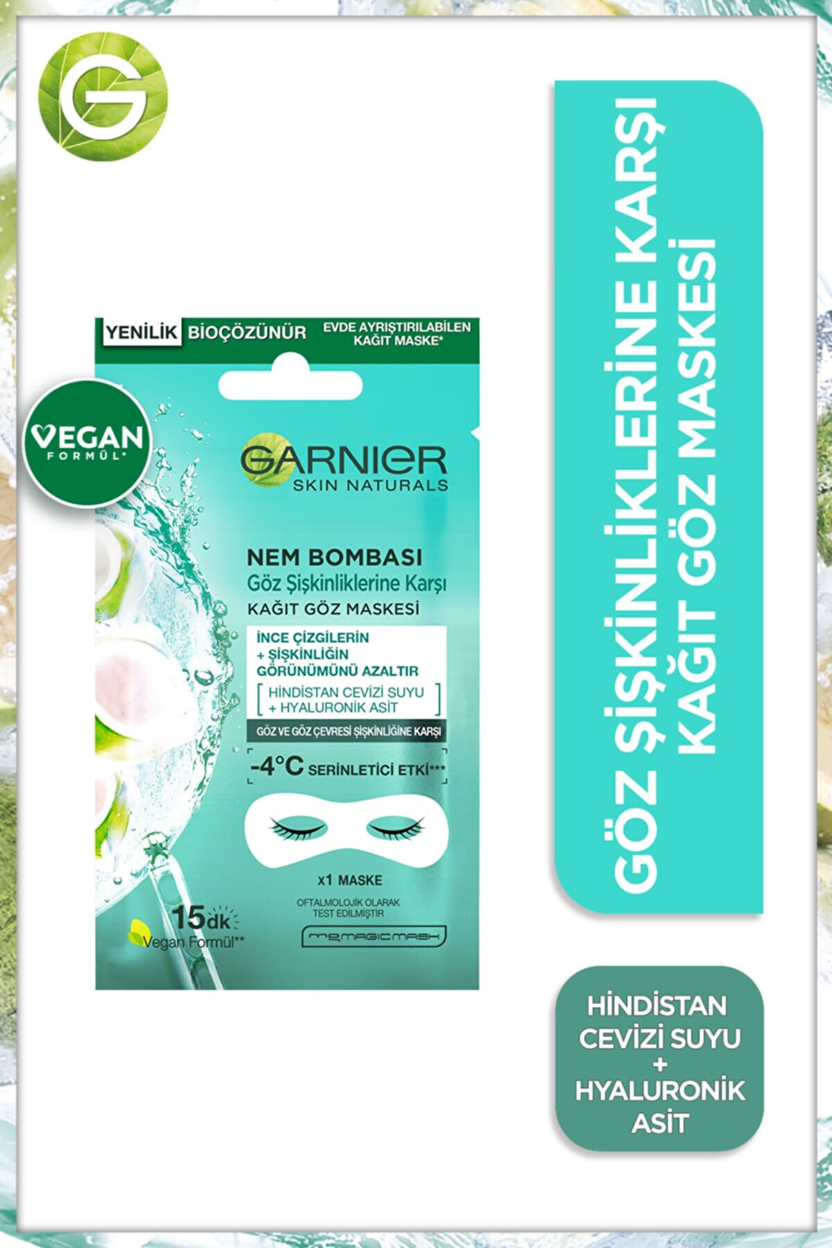 Garnier Nem Bombası Göz Şişkinliğine Karşı Kağıt Göz Maskesi