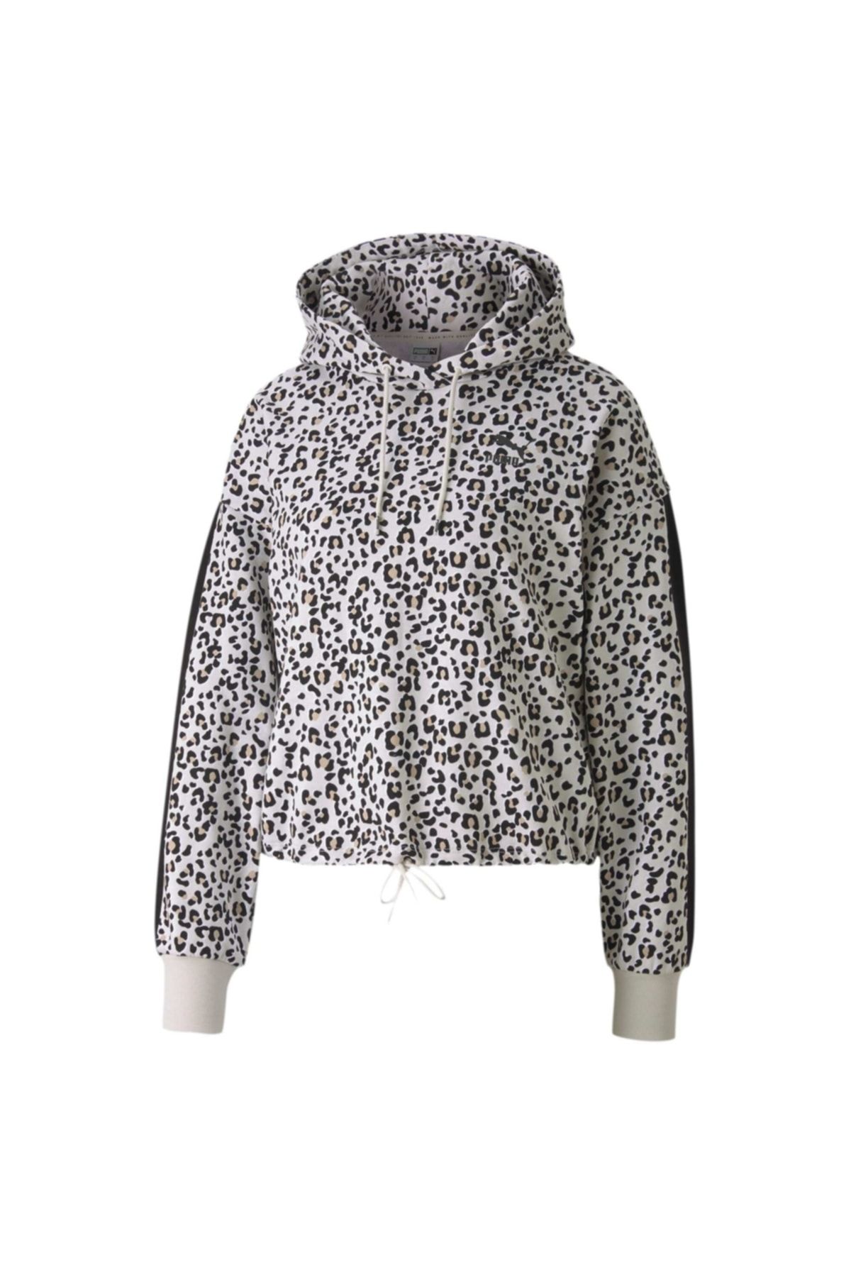Puma Kadın Spor Sweatshirt - Classics Cropped Hoody AOP Vaporous Gray - 59874999