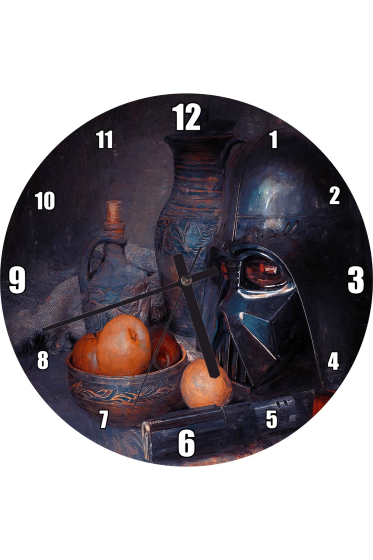 Cakatablo Darth Vader Kaskı Işın Kılıcı Ve Meyveler Duvar Saati (çap 30x30 Cm)