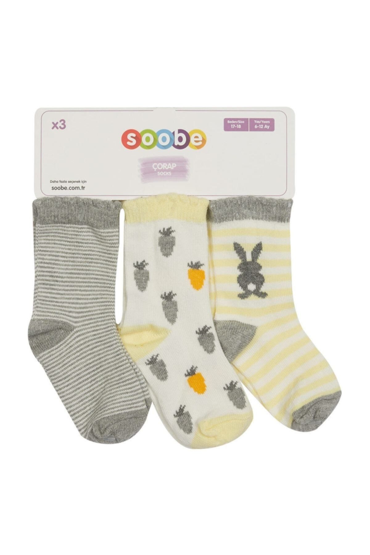 Soobe Kız Bebek 3lü Soket Çorap Sari