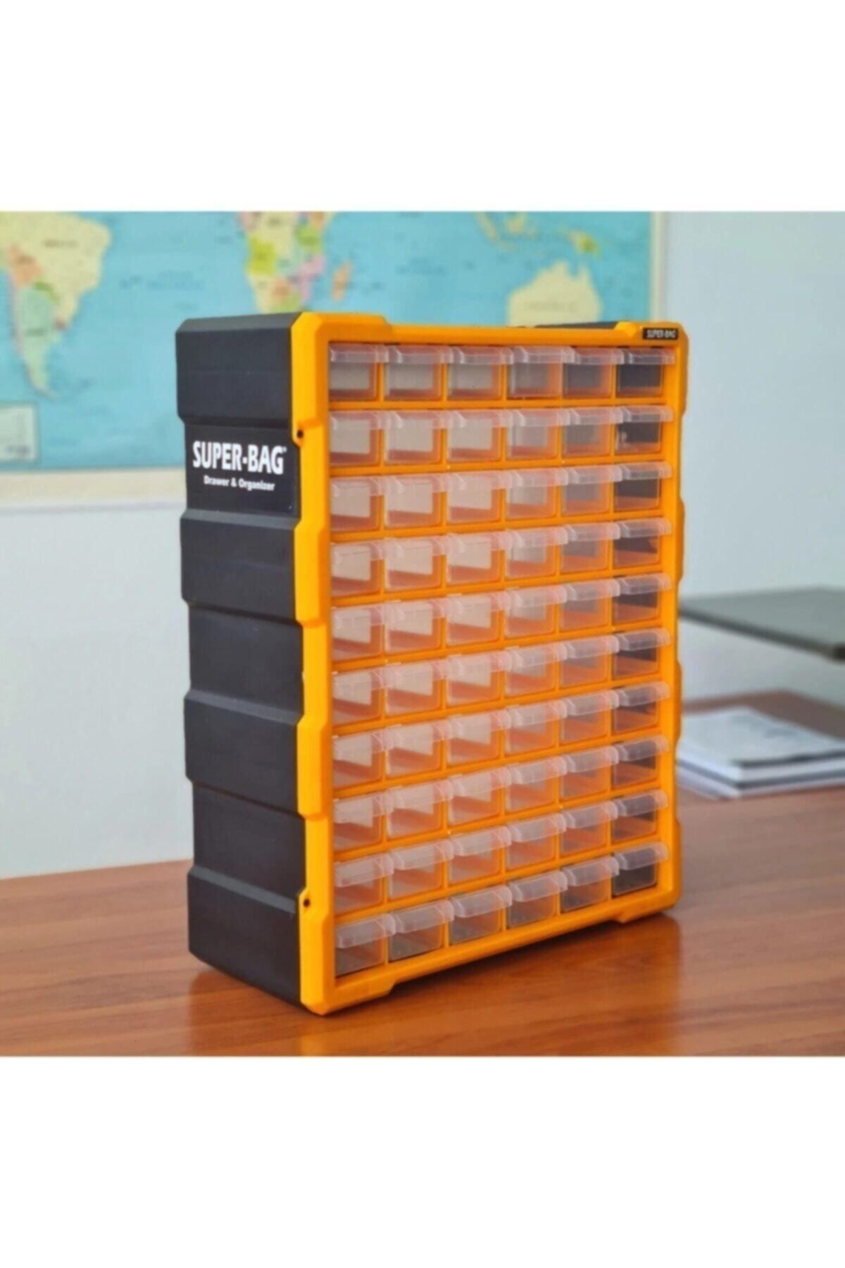 Süper Bag Mono Blok Çekmece Seti 60'lı Mega Büyük Boy Hobby Organizer Seti Vida Dübel Kutusu Takı Kutusu 6000