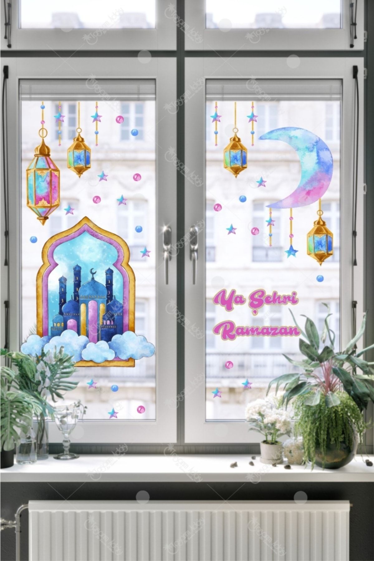 Tasarım Ada'sı Hoşgeldin Ya Şehri Ramazan Temalı Renkli Dekoratif Cam Duvar Mobilya Sticker