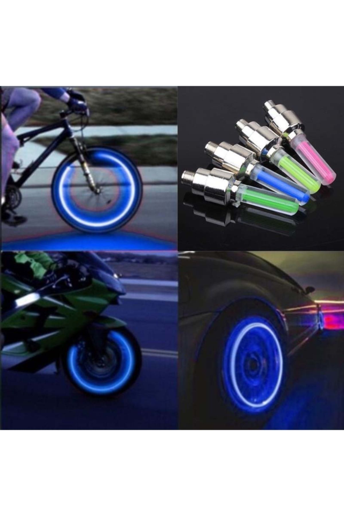 optana 4 Adet Bisiklet Motosiklet Oto Led Işıklı Hareket Sensörlü Mavi Işıklı Jant Sibop Kapağı
