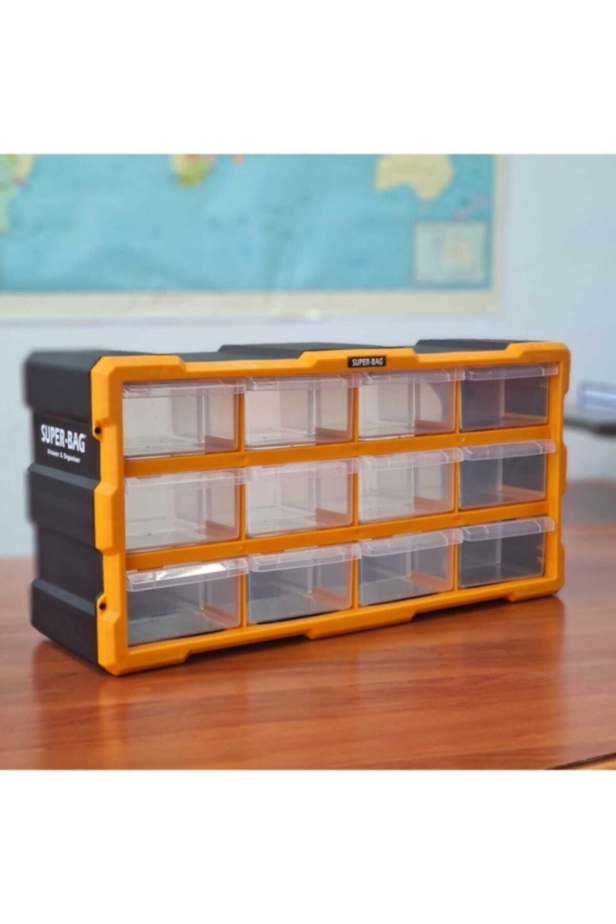 Süper Bag Büyük 12'li Çekmeceli Monoblok Çekmeceli Kutu Organizer Mono Blok Vida Hobi Takım Çantası